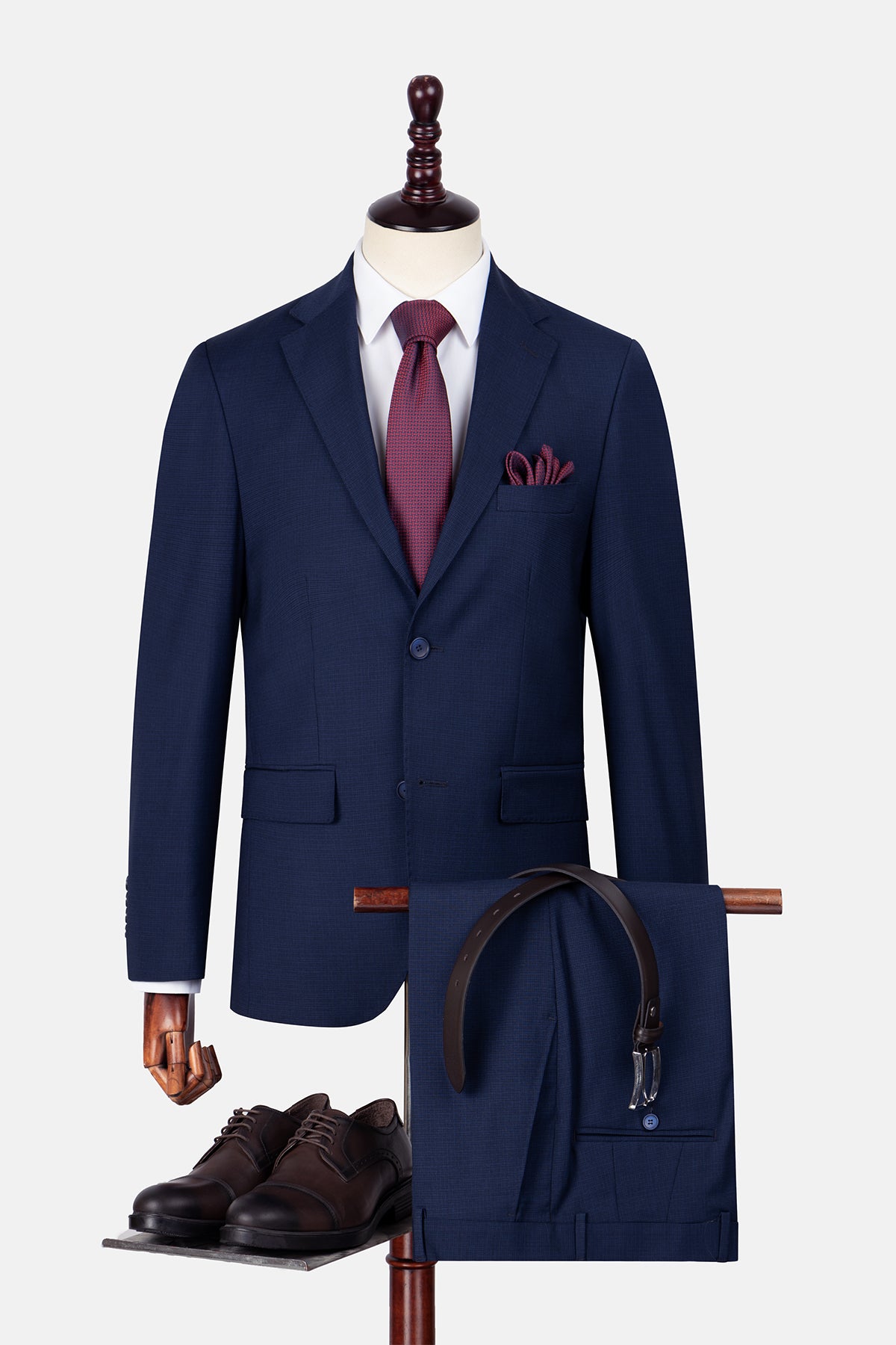 Patterned Navy Suit - 1