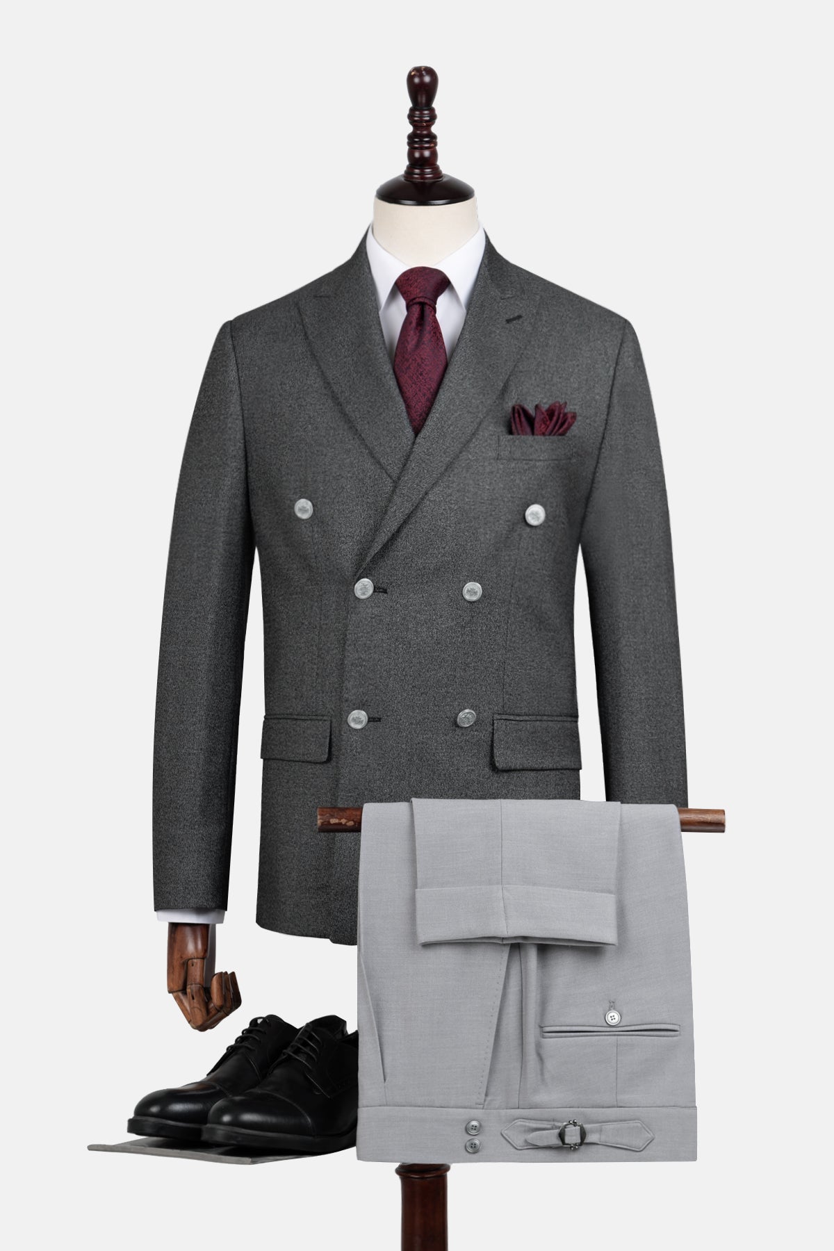 Tweed Patterned charcoal Flake Suite - 1