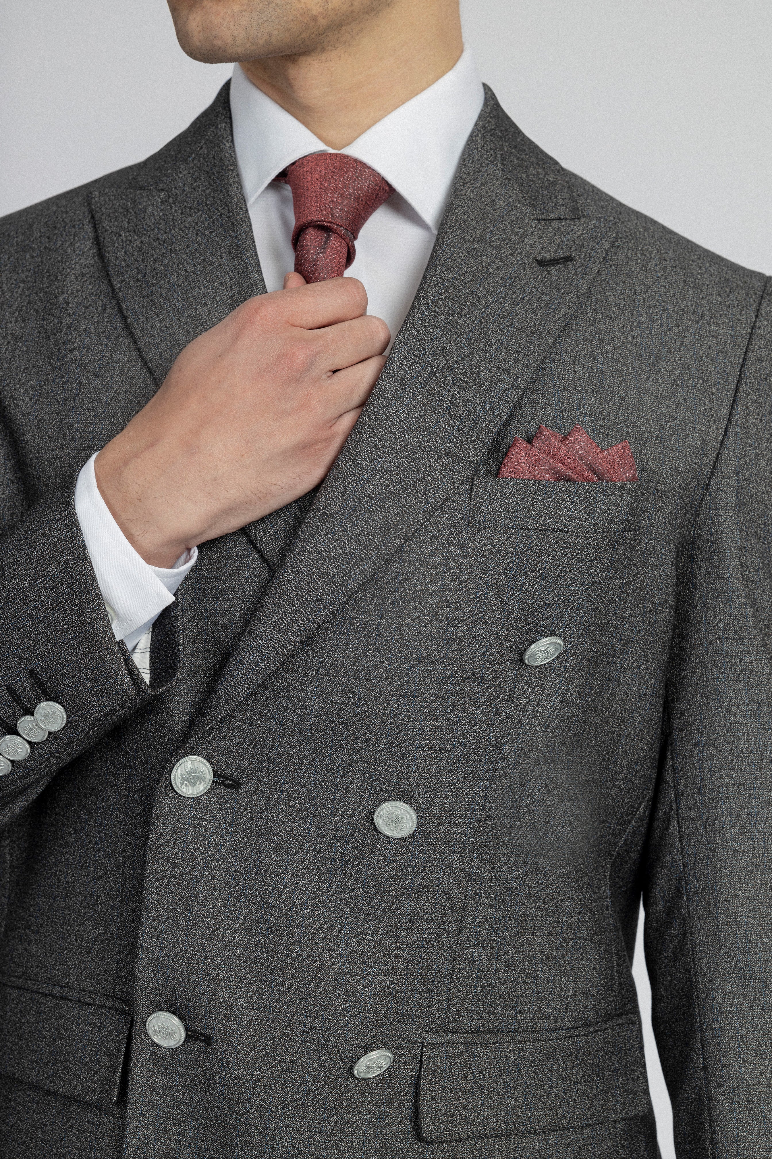 Tweed Patterned charcoal Flake Suit