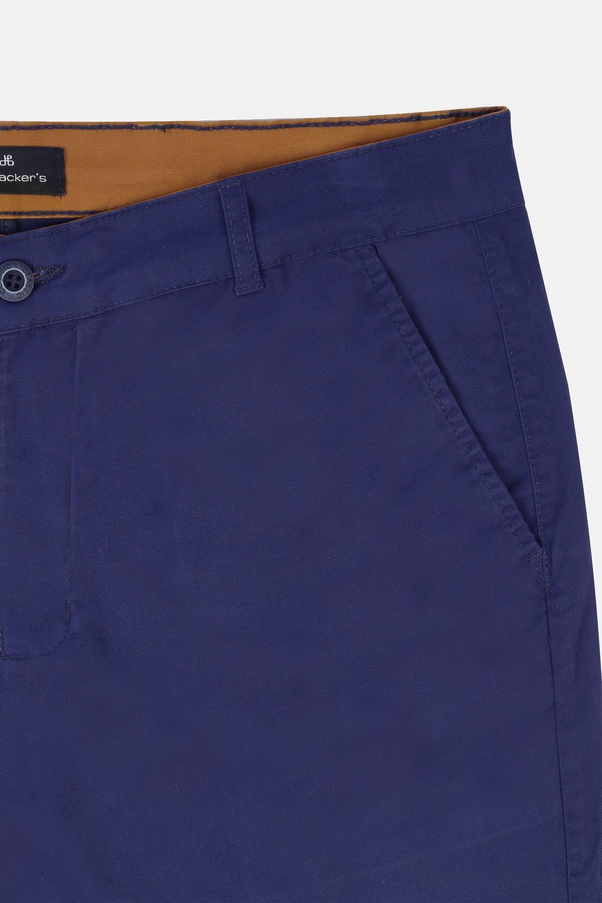 Chino Twill Cotton & Elastic Midnight Blue Gabardine Pant - 3