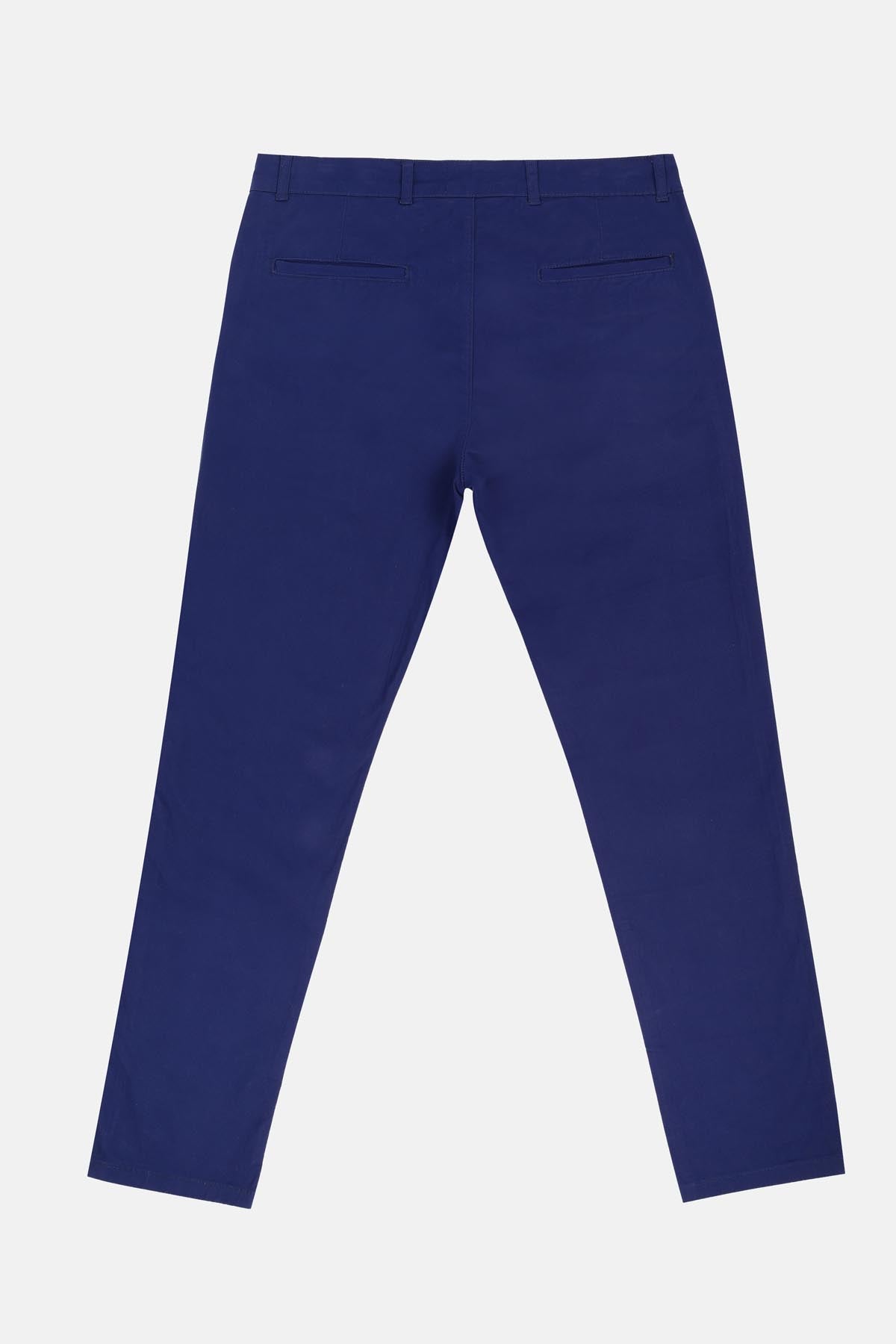 Chino Twill Cotton & Elastic Midnight Blue Gabardine Pant - 6