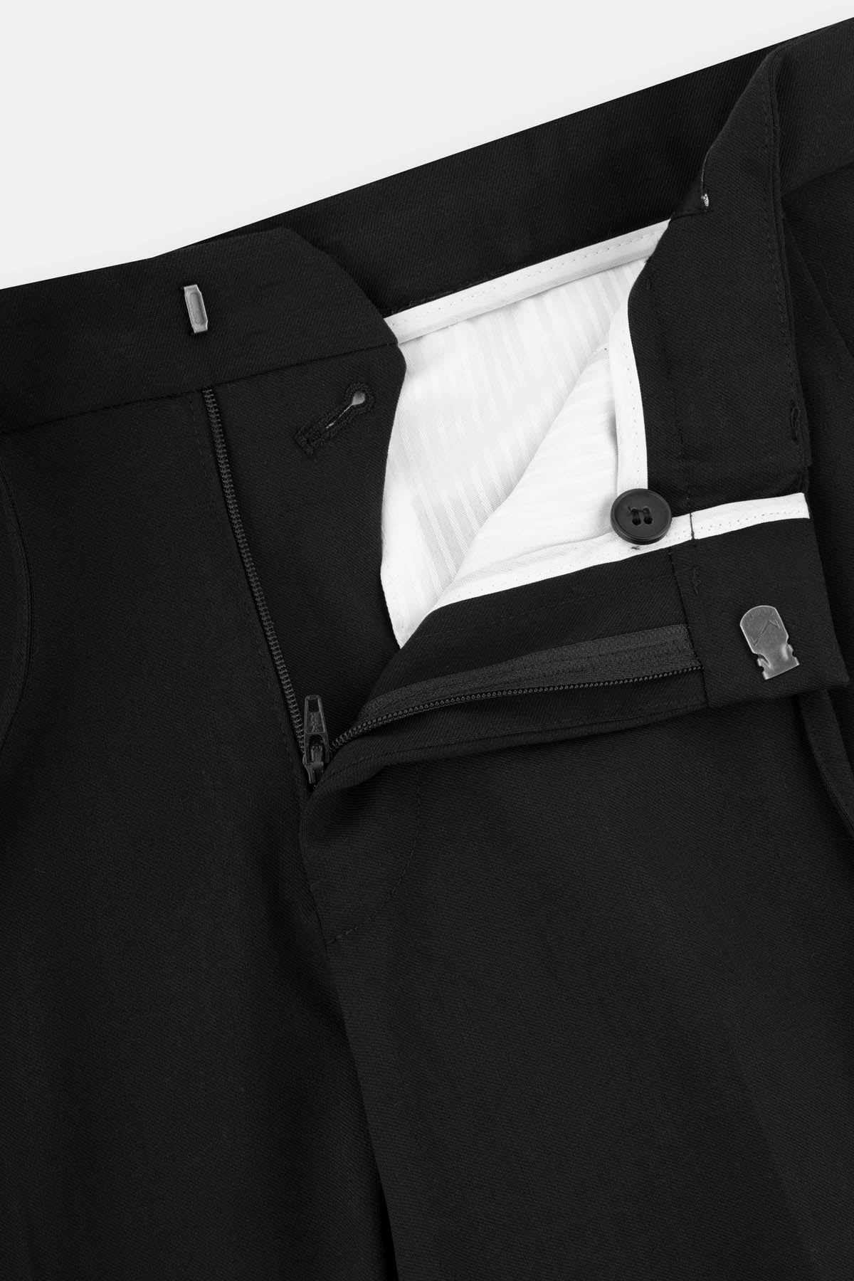 Laced-Up Flat front Black Chino smart casual trouser - 3