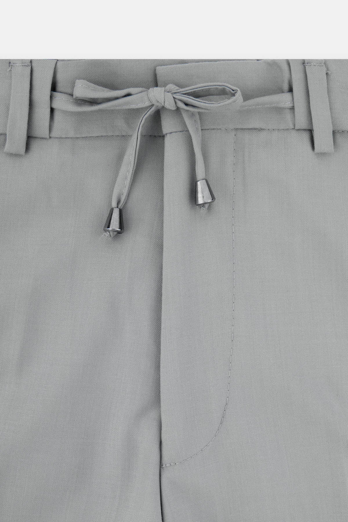 Laced-Up Flat front Gray Chino smart casual trouser - 2