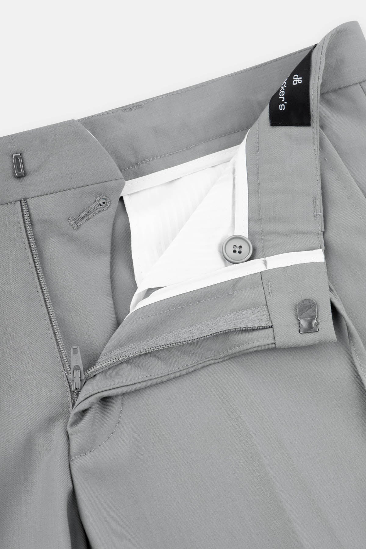 Laced-Up Flat front Gray Chino smart casual trouser - 3