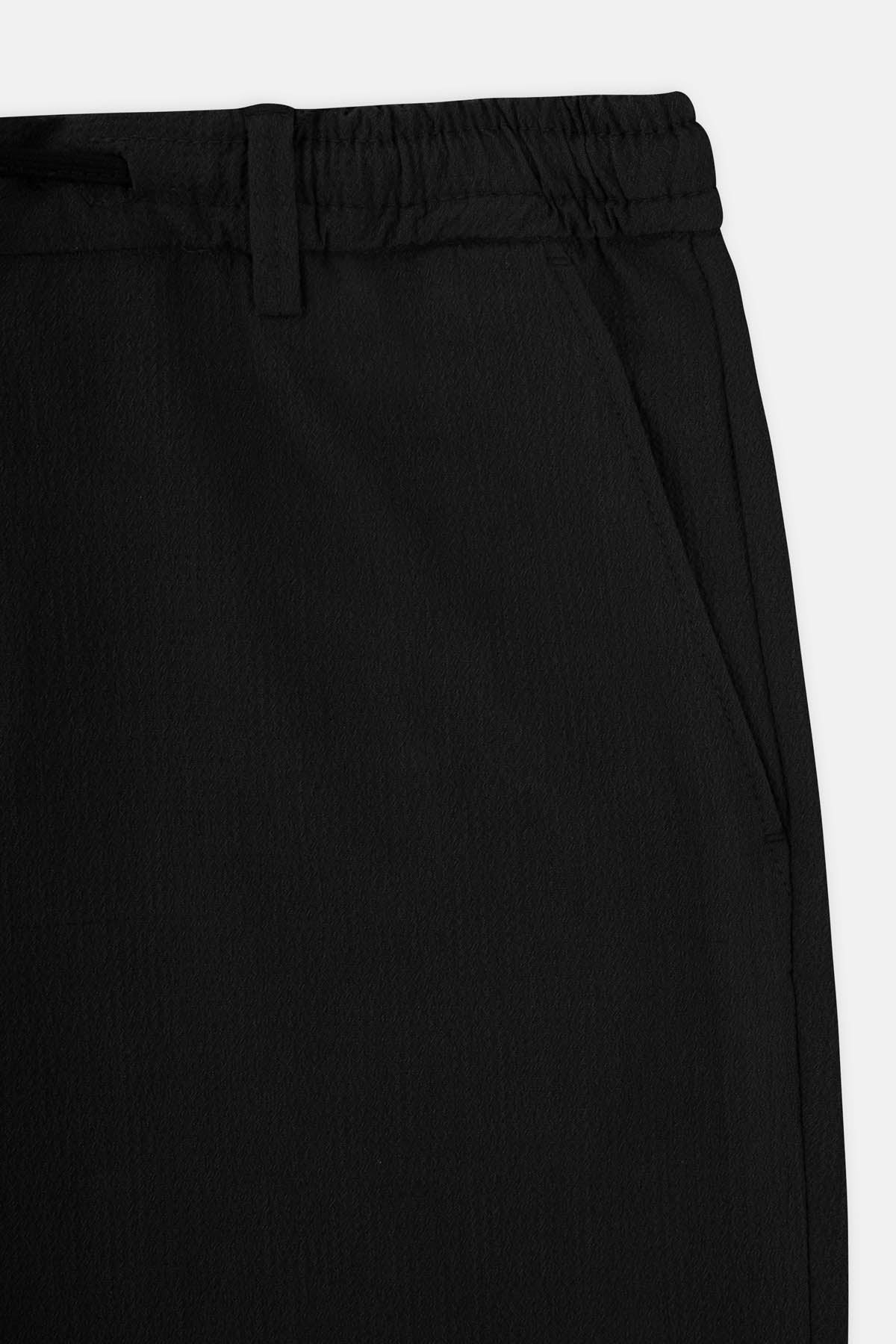 Laced-Up Black Chino smart casual trouser - 4