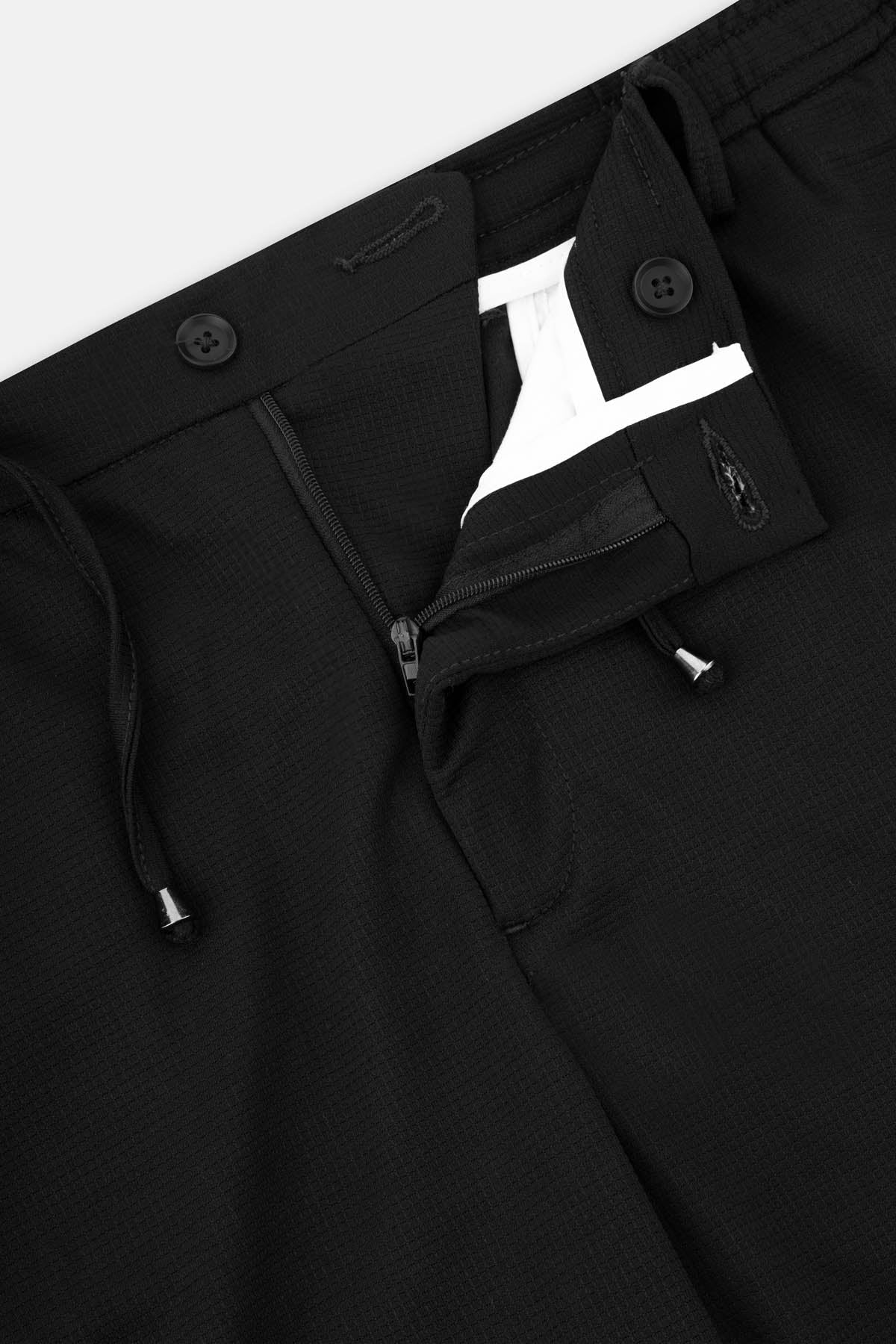 Laced-Up Patterned Black smart casual trouser - 3