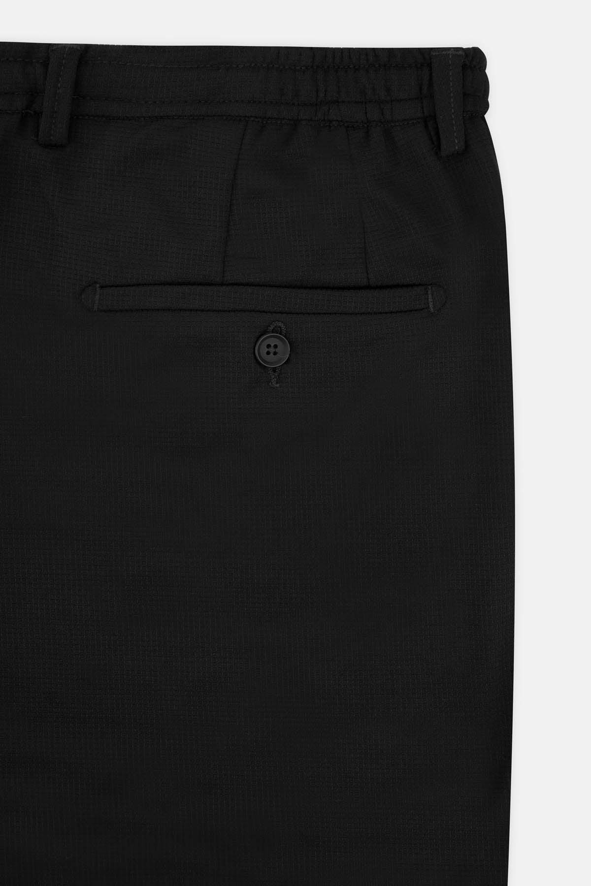Laced-Up Patterned Black smart casual trouser - 4