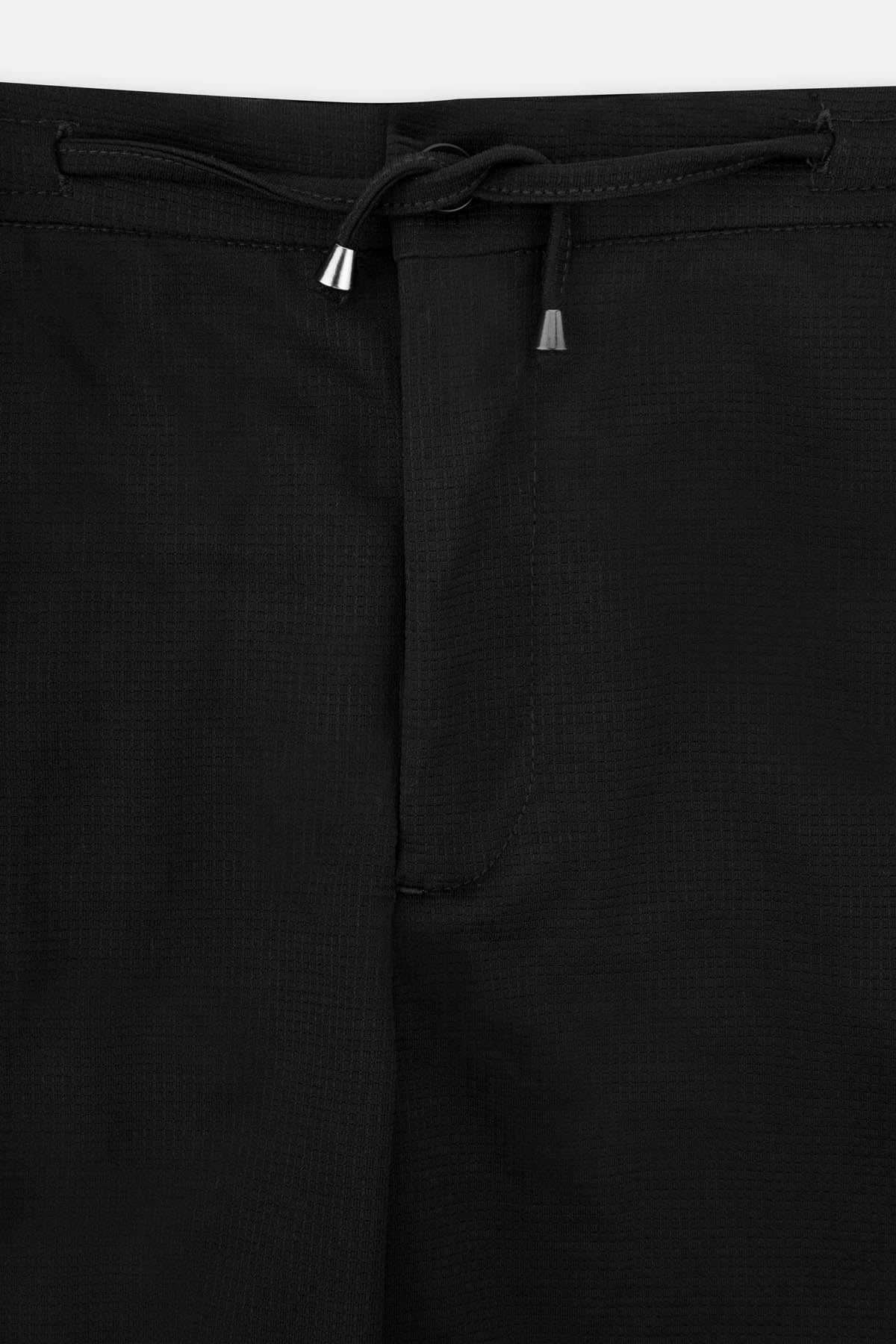 Laced-Up Patterned Black smart casual trouser - 2