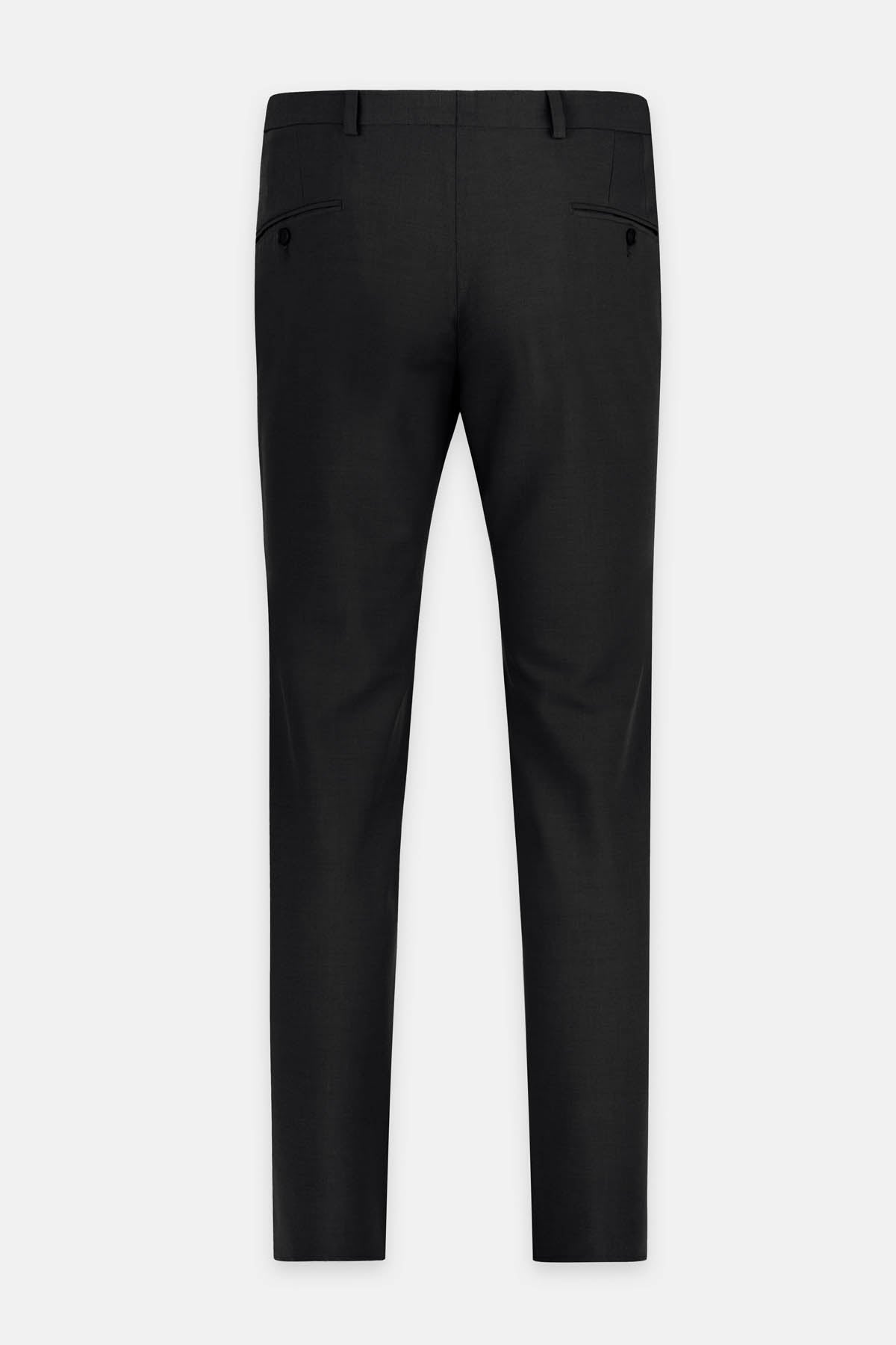 Laced-Up Flat front Black Chino Smart Casual Trouser - 5