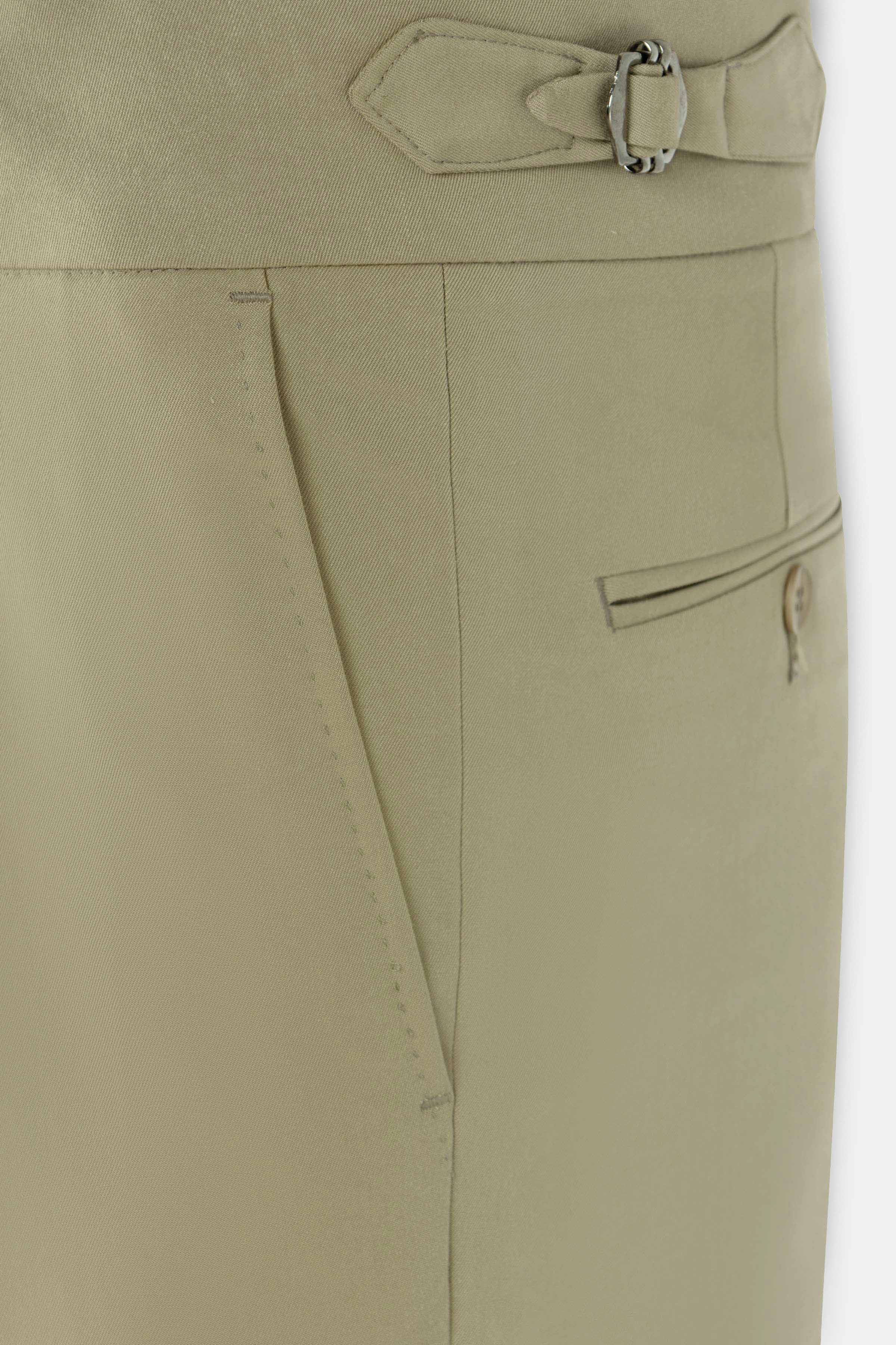 Beige Italian Tailored Classic Pants - 3