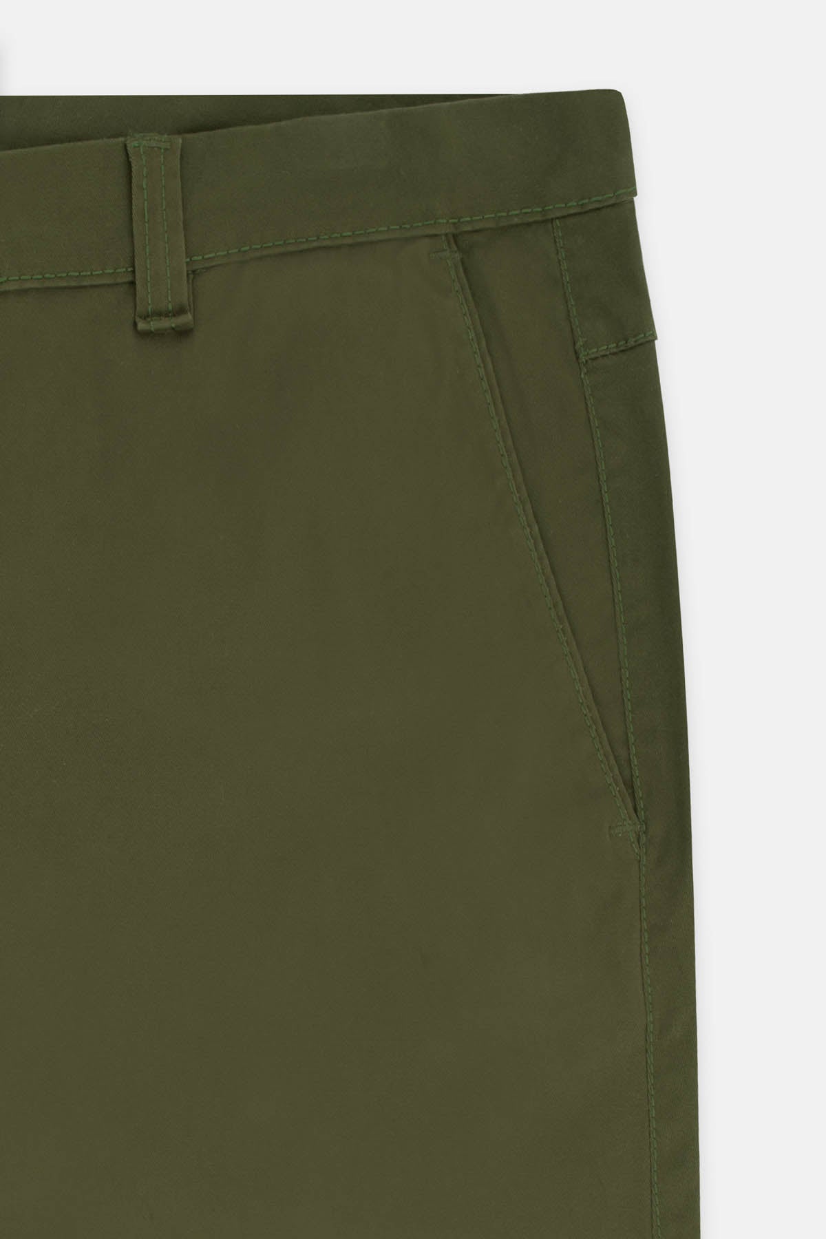 Dark-Green Gabardine Short - 3