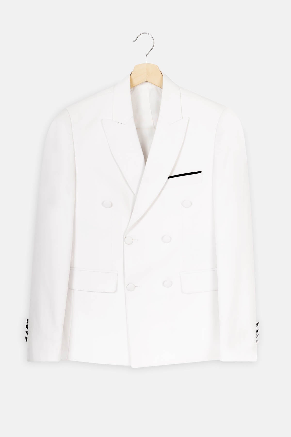 Solid Twill White Blazer - 1
