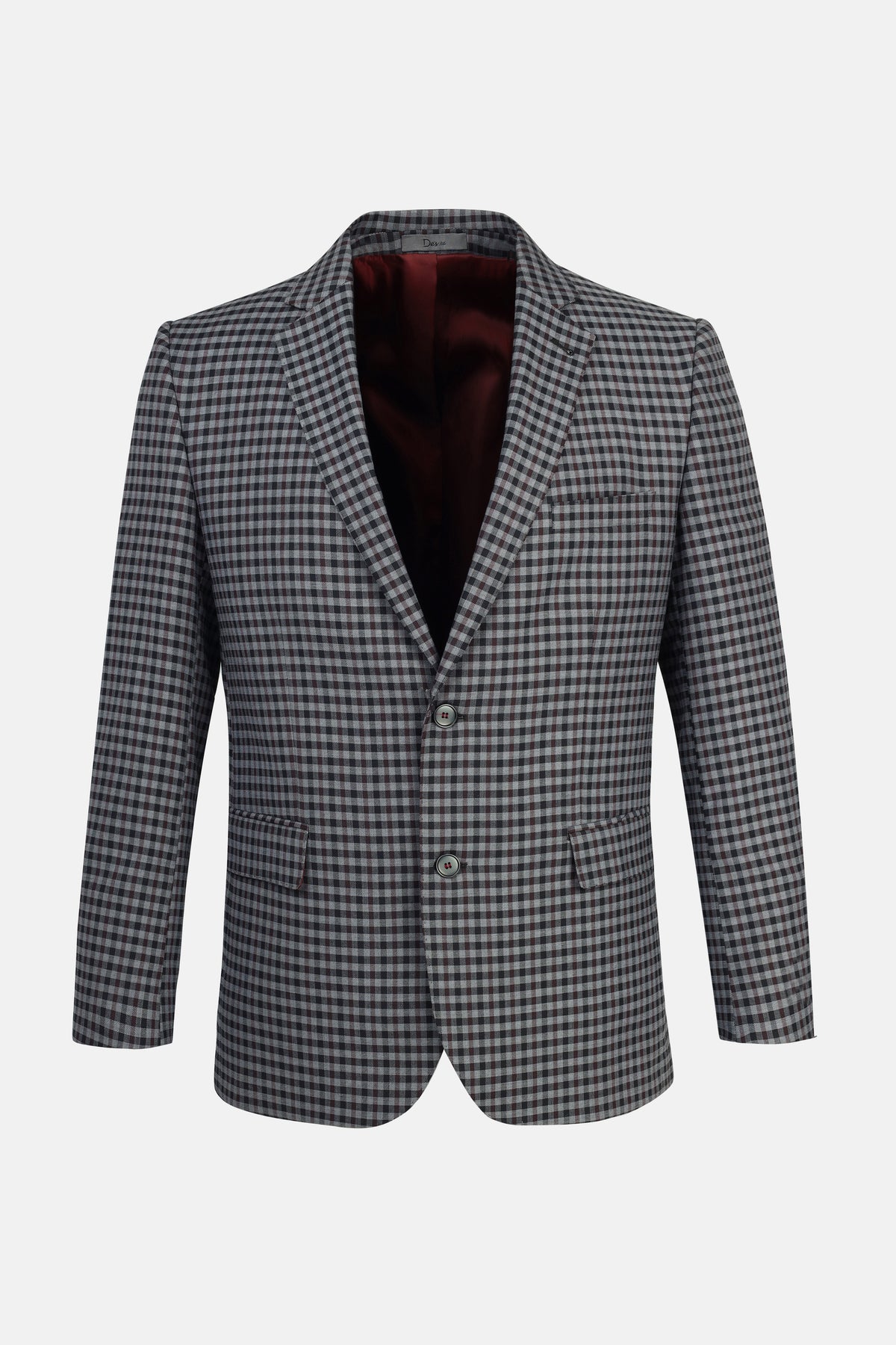 Checked Wool Knitted Gray & Black Blazer - 1