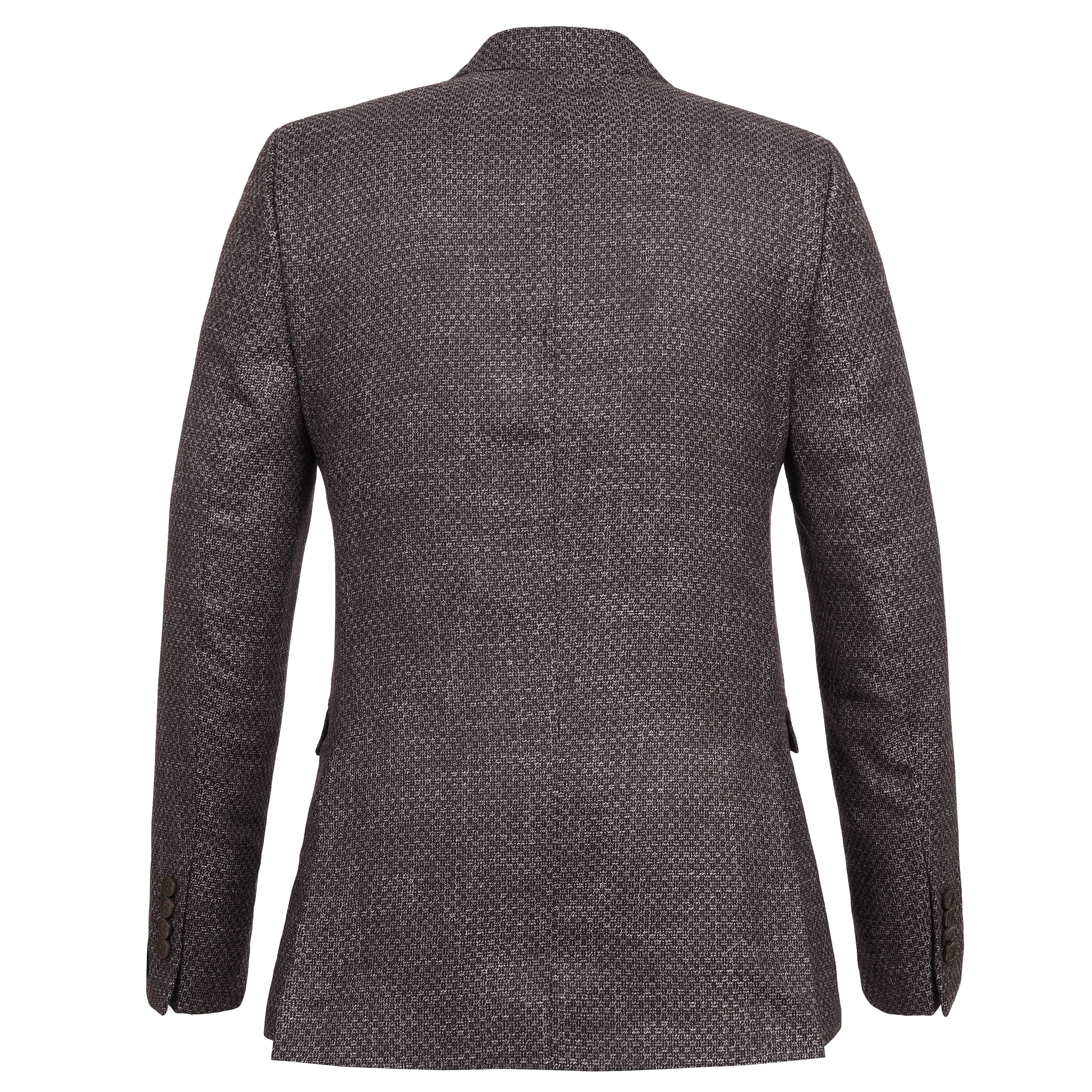 Jacquard Woven Slim Knitted Peacked Lapel Caput Mortuum Dobby Blazer - 6
