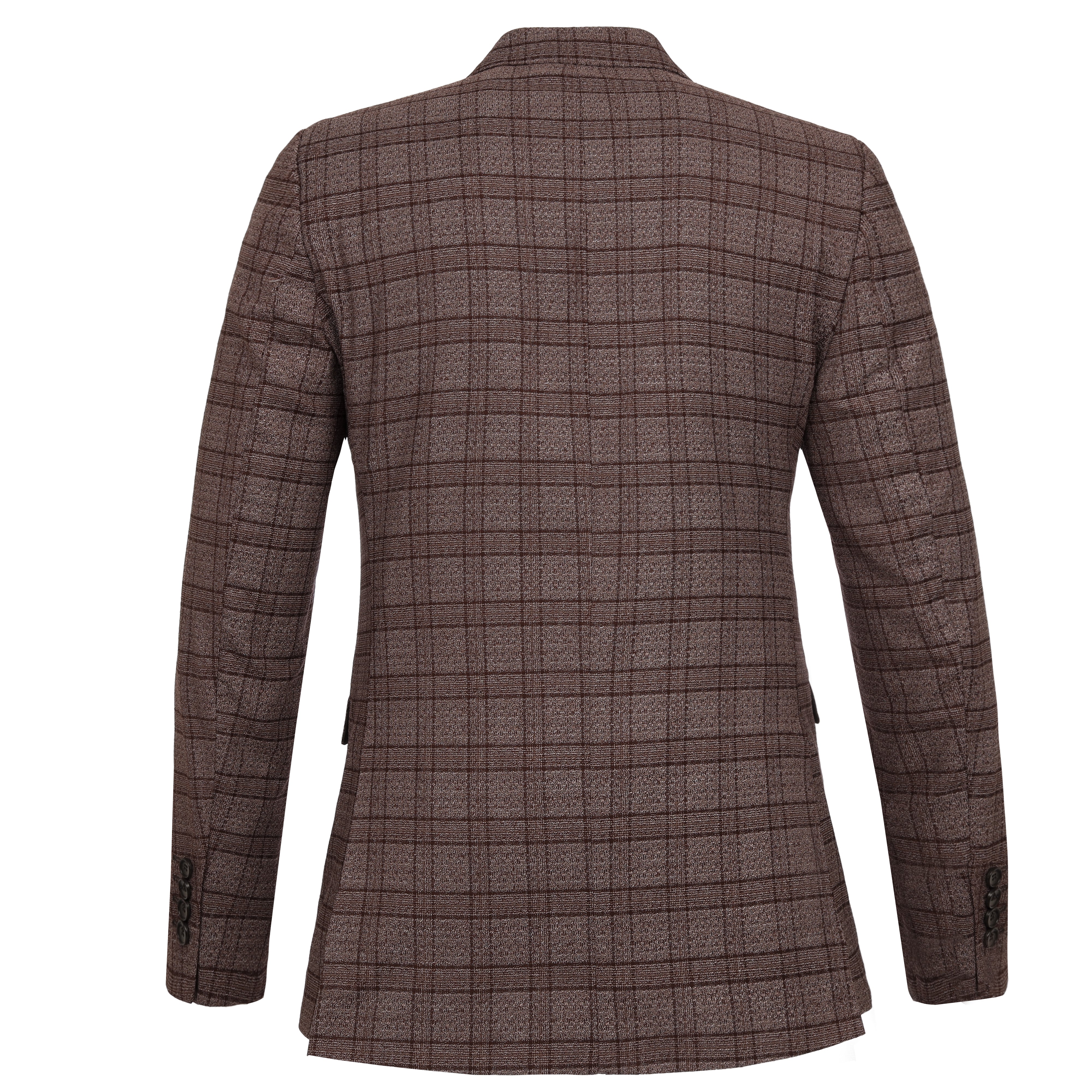 Woven Checked Jacquard Rose Taupe Slim Blazer - 6