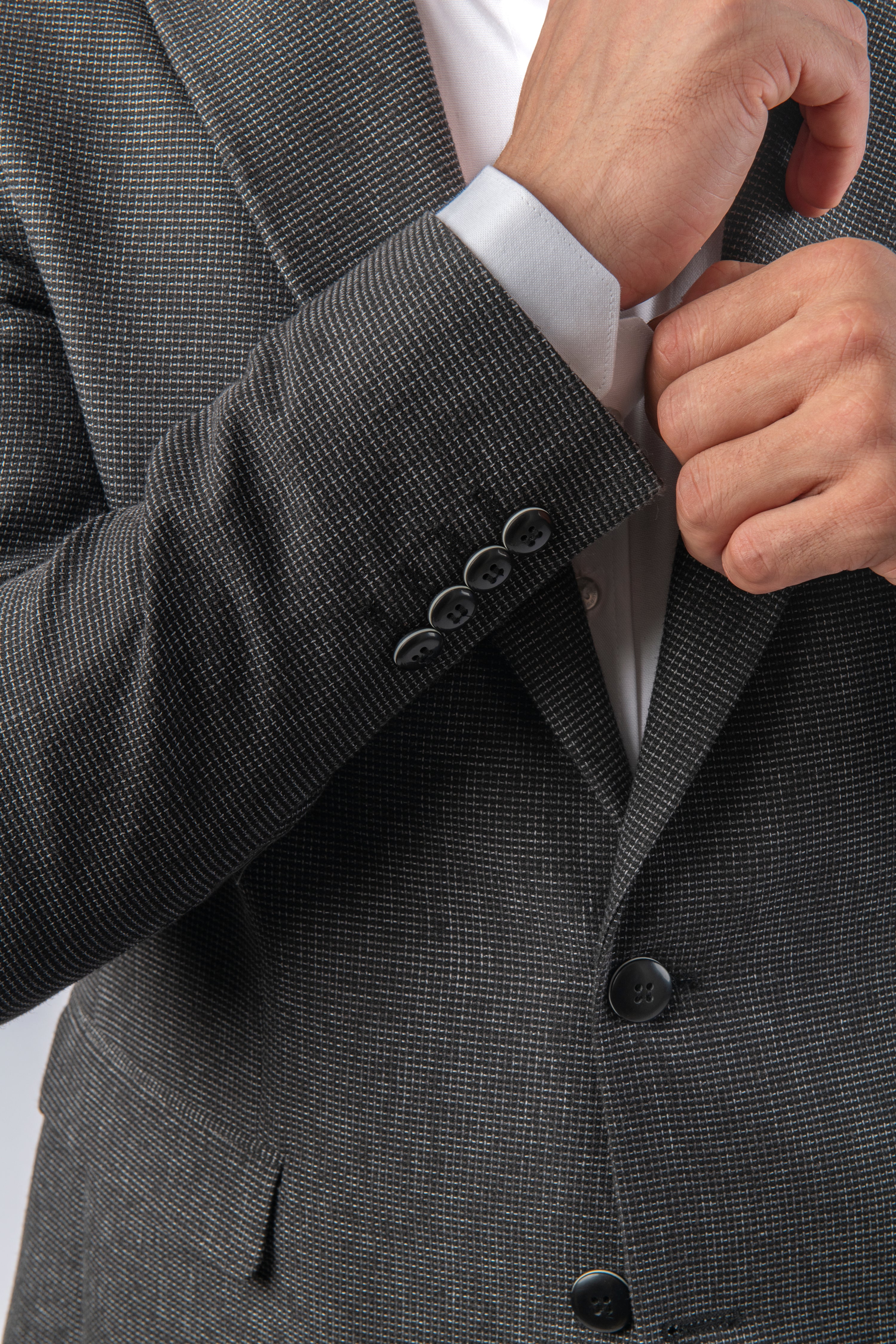 Jacquard Woven Slim Black & Gray Blazer - 3