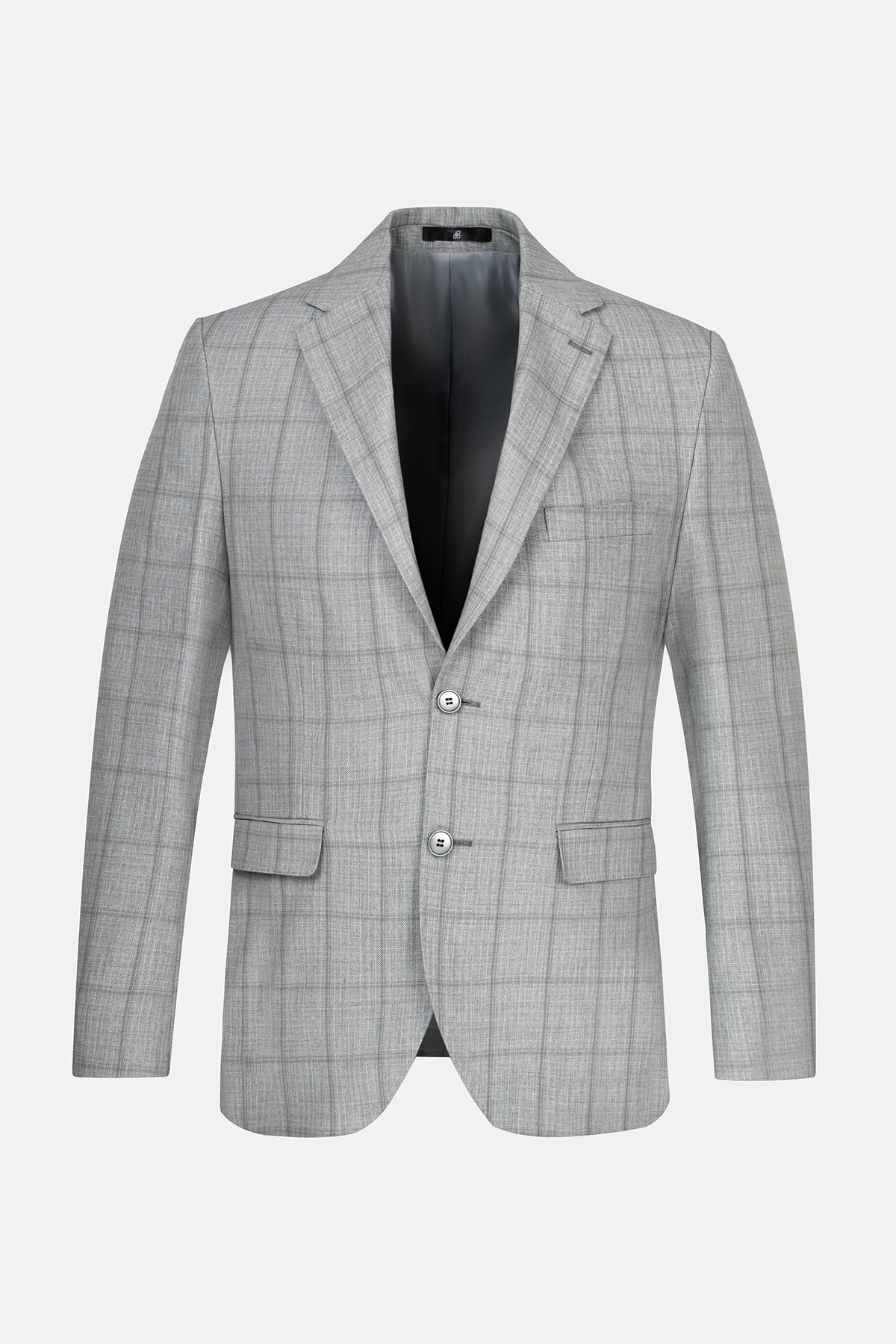 Twill Patterned Light Olive & Gray Blazer - 1