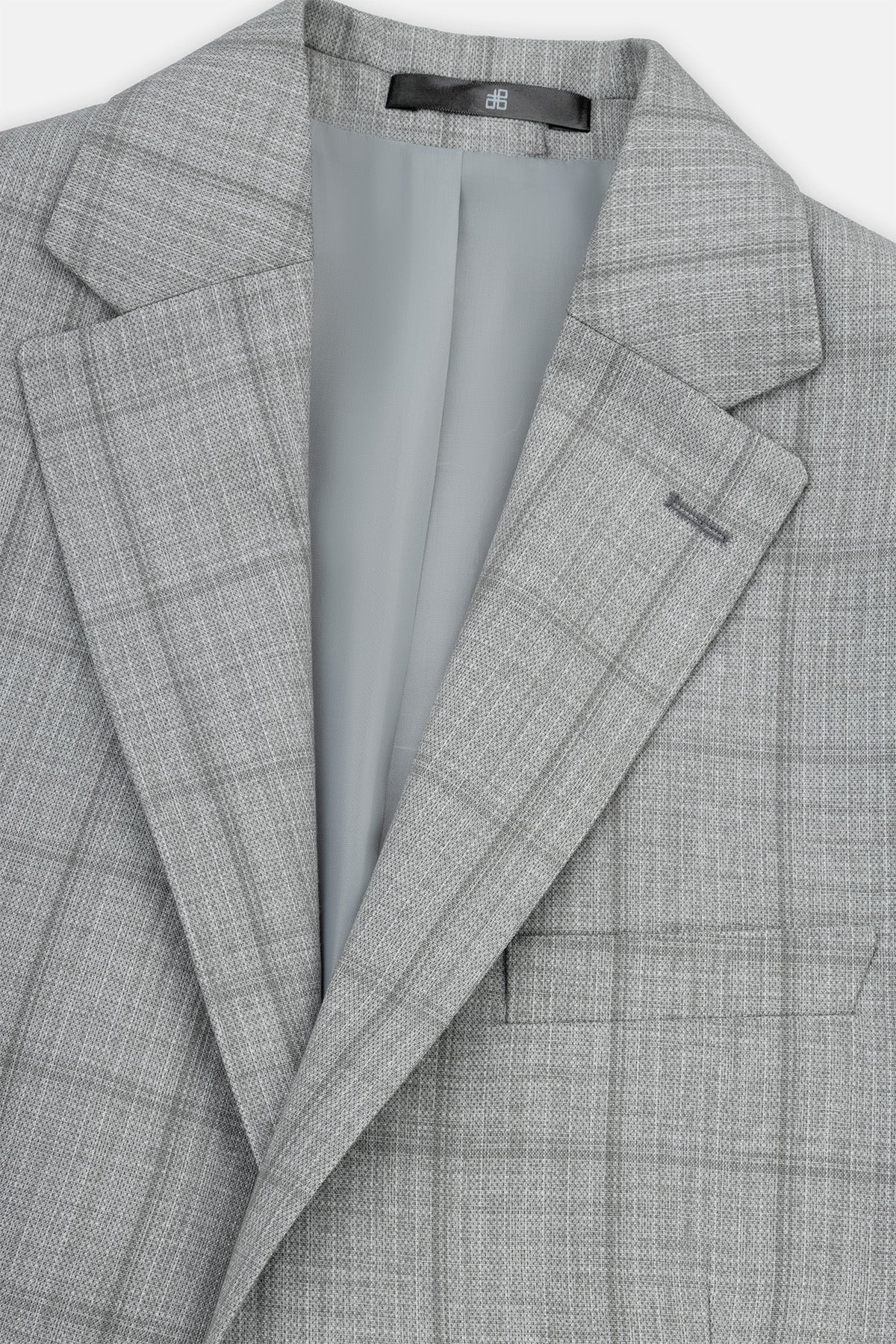 Twill Patterned Light Olive & Gray Blazer - 2