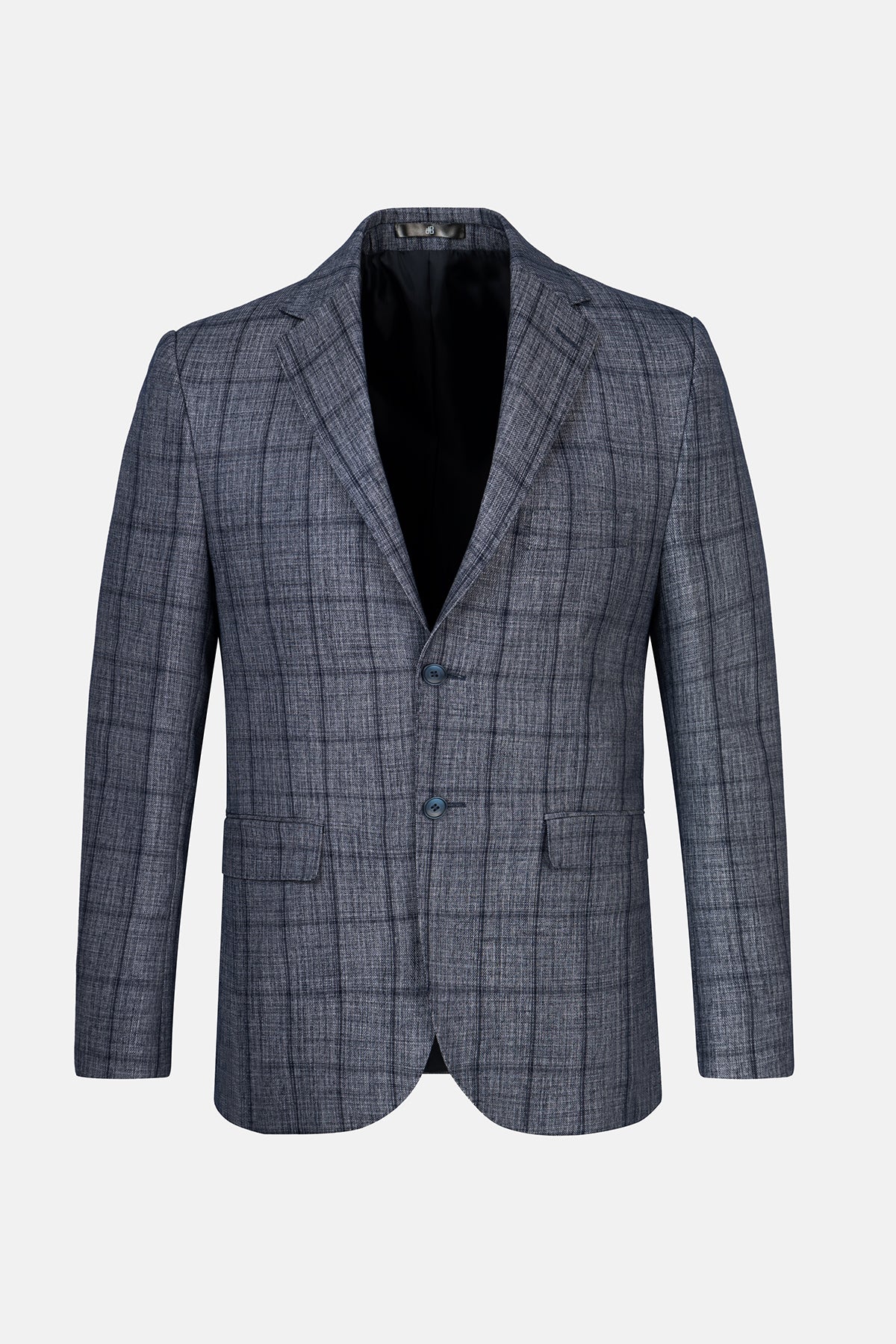 Checked Gray & Navy Blazer - 1