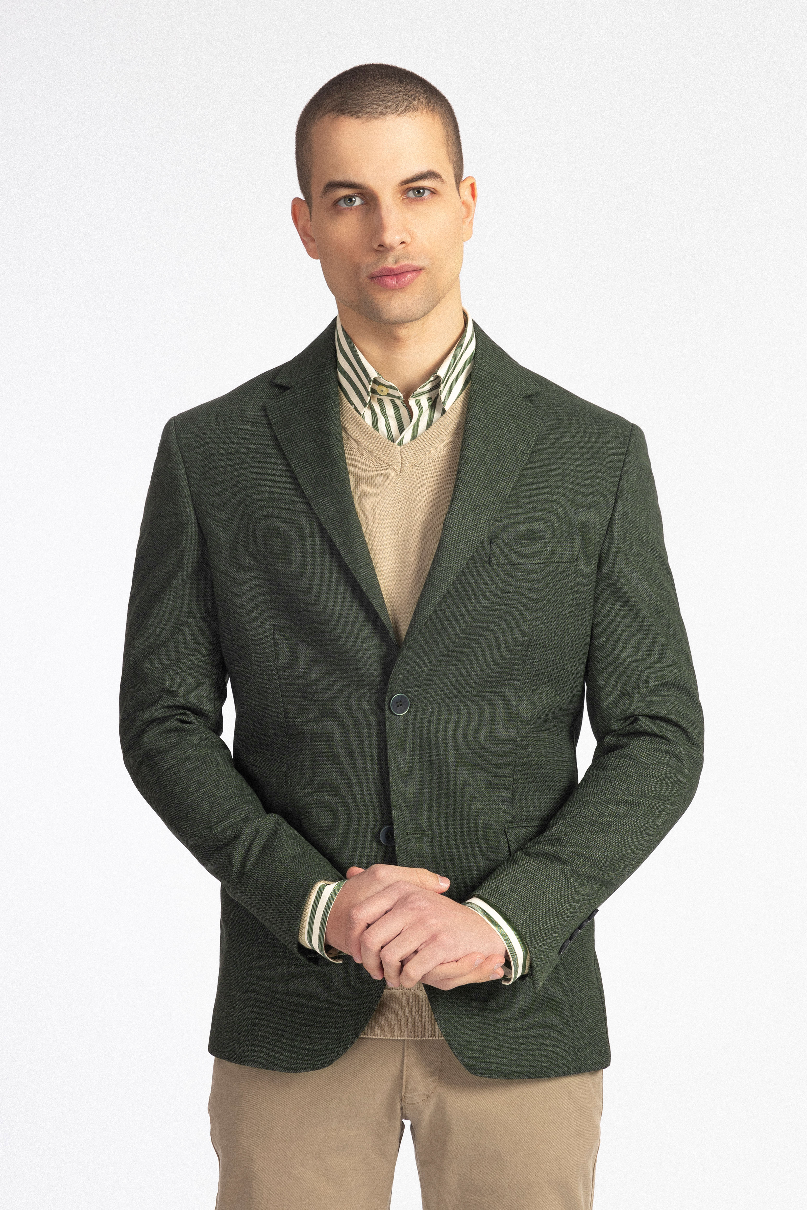 Patterned Dark Green Blazer - 2