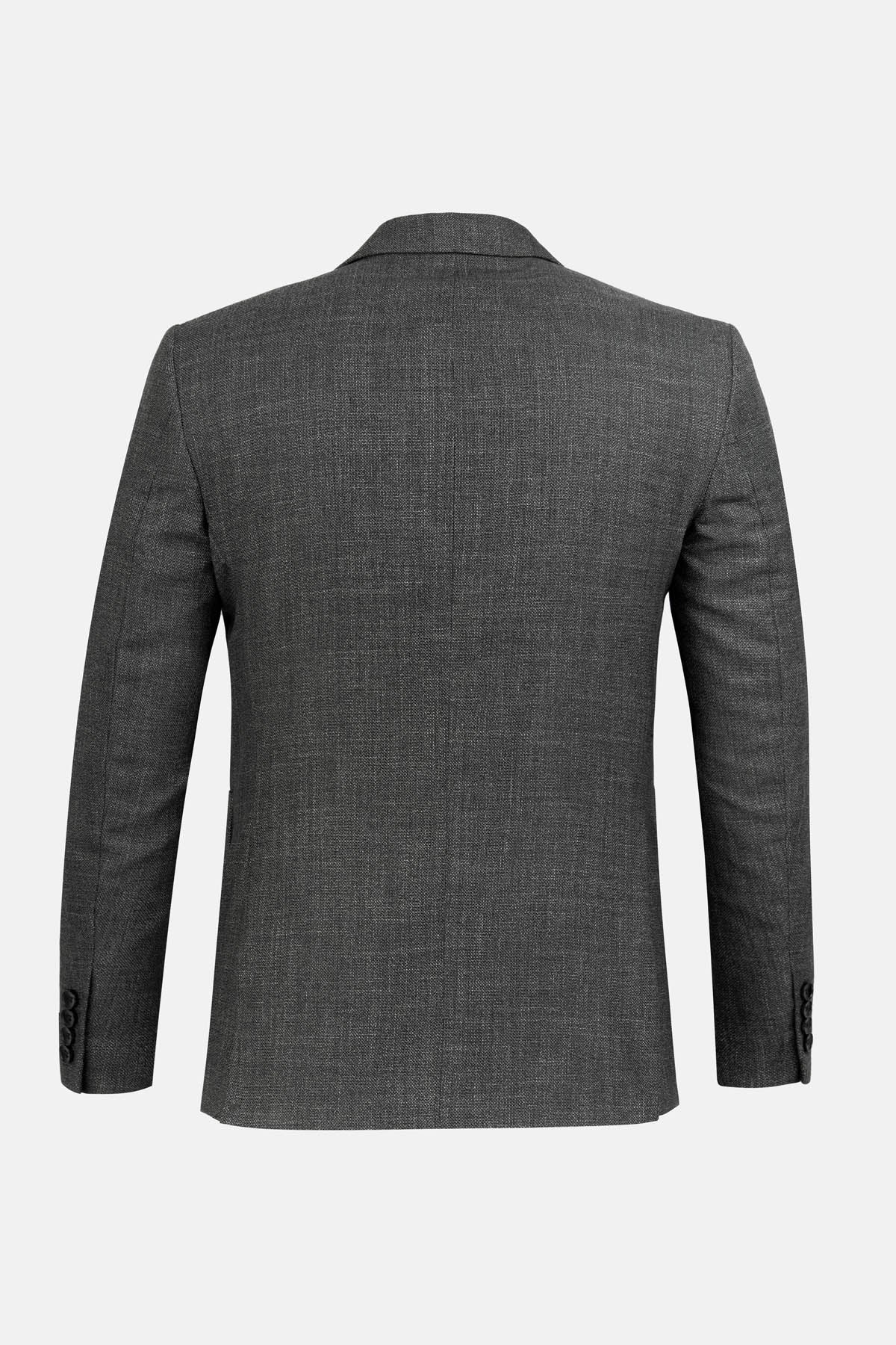 Jacquard Dark Gray Blazer - 5