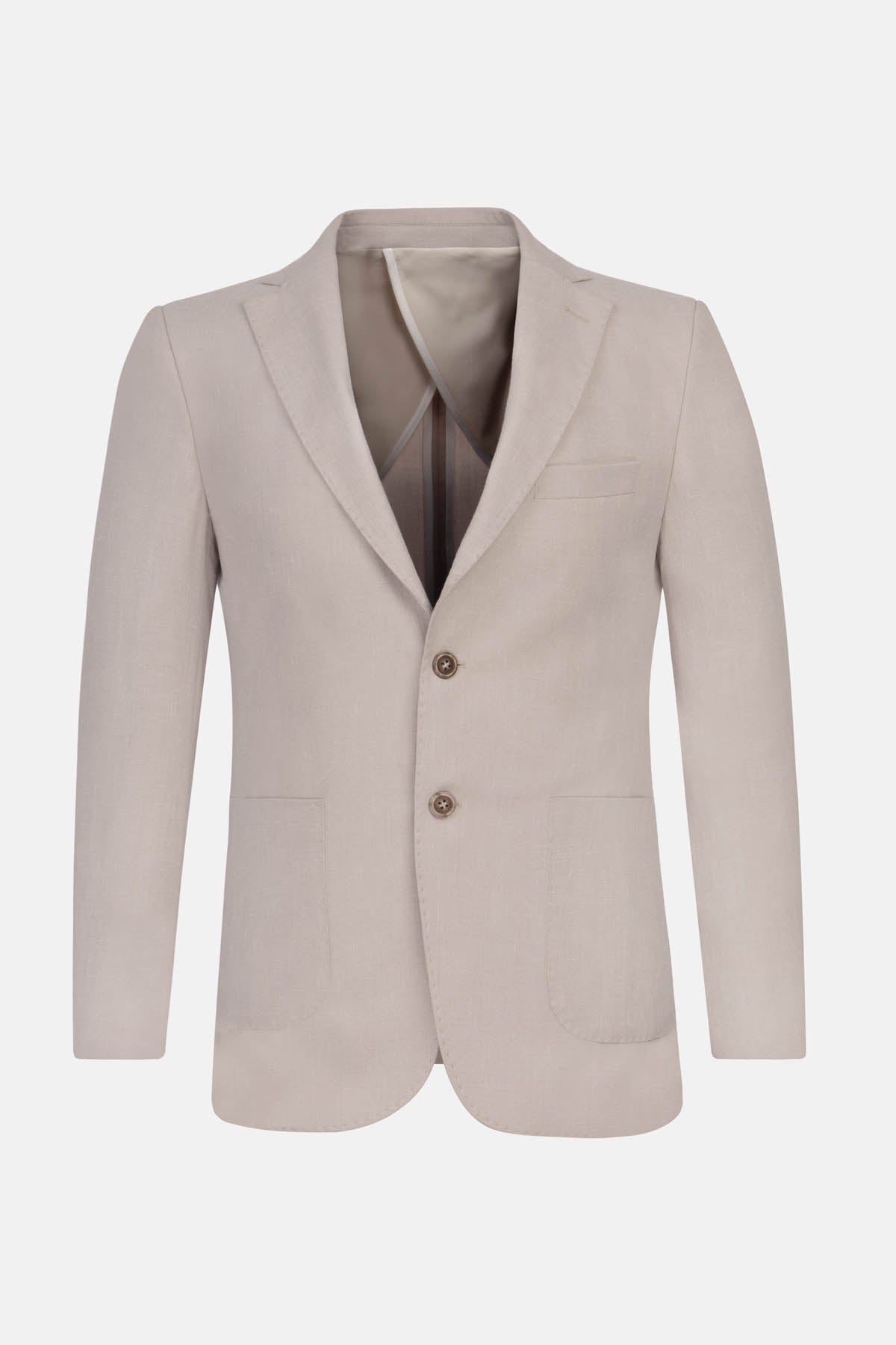 Patterned Silver Beige Blazer - 1