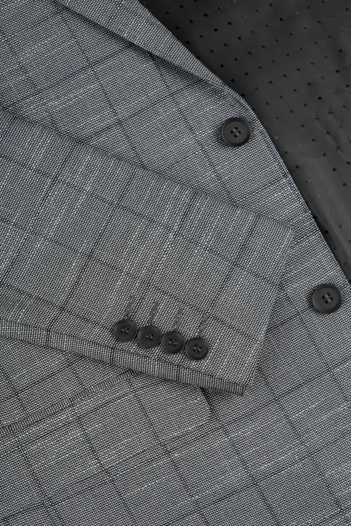 Jacquard Checked Gray & Black Blazer - 5