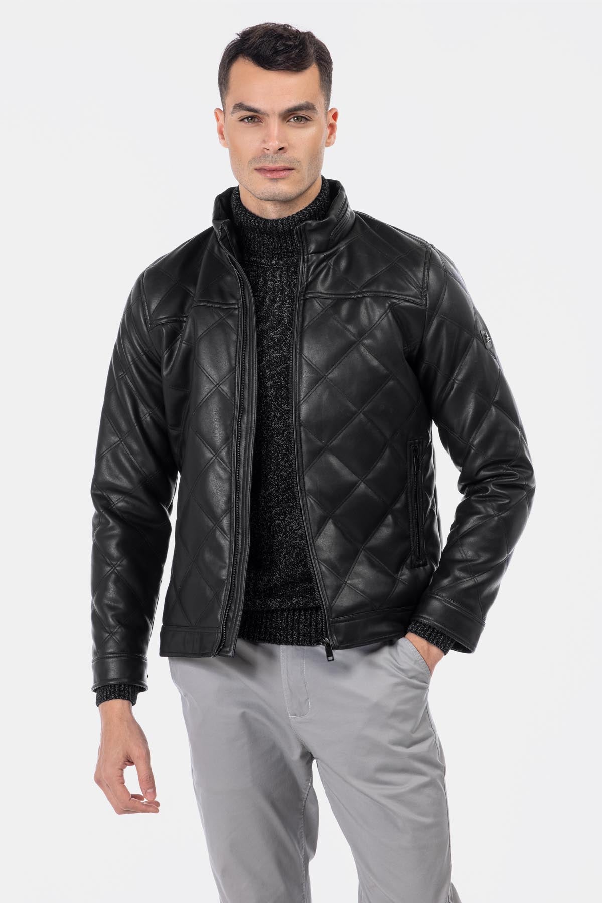 Quilted Black Leather Jacket - 2