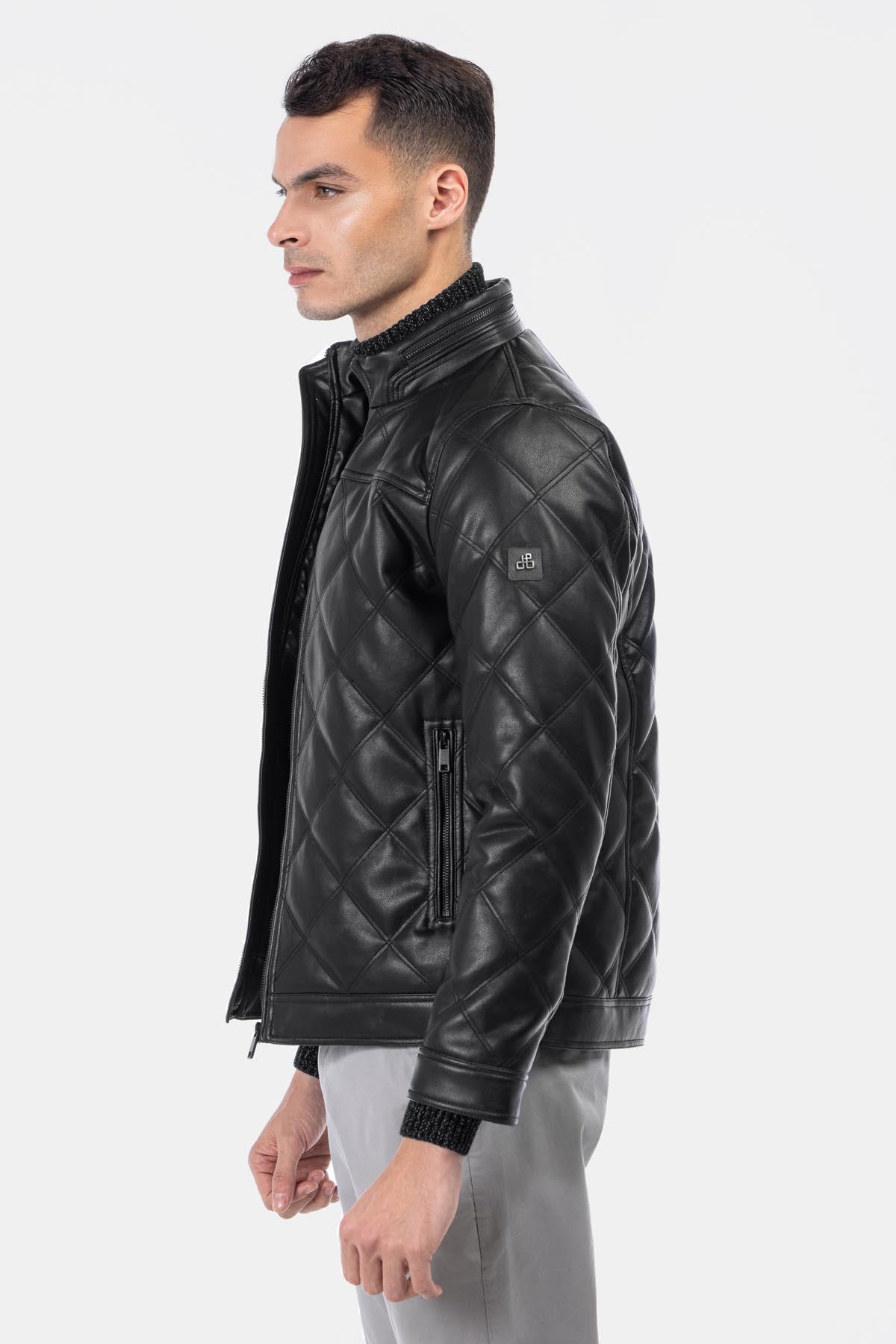 Quilted Black Leather Jacket - 3