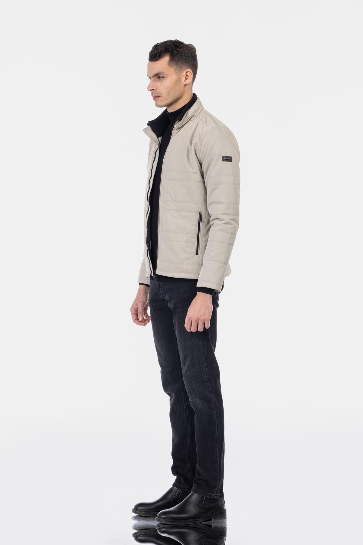 Waterproof Bone Colored Sweater Jacket - 1