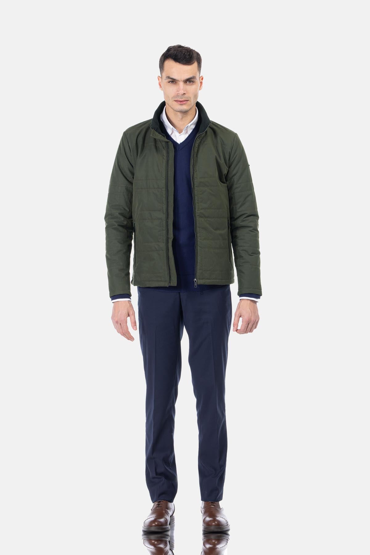 Waterproof Dark Green Sweater Jacket - 1