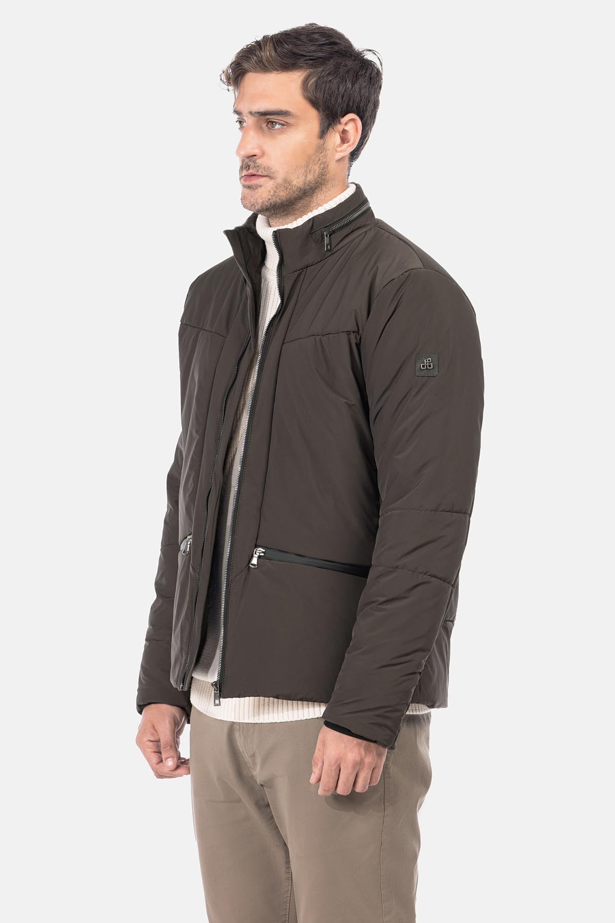Waterproof Solid Patted Wenge Sweater Jacket - 2