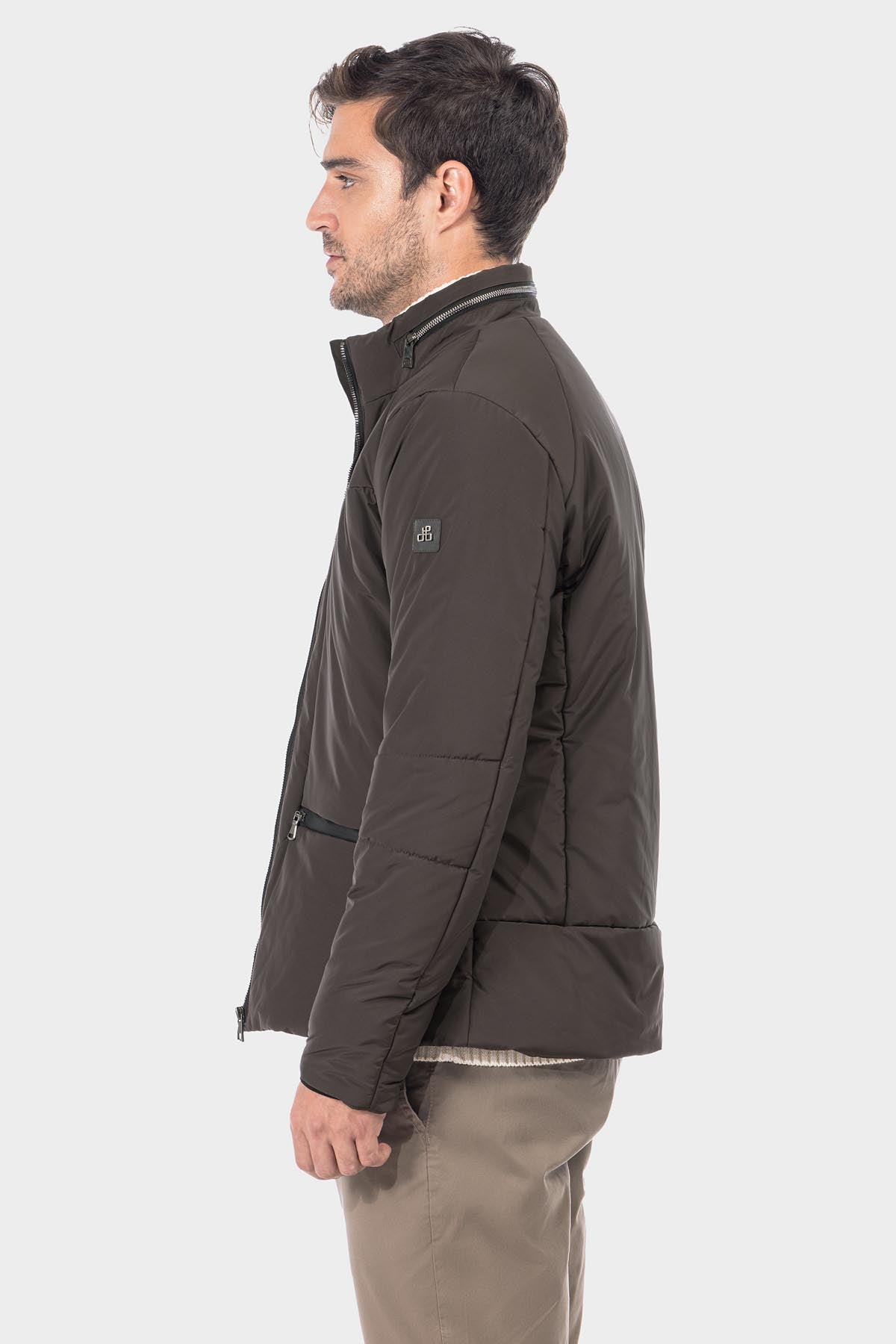 Waterproof Solid Patted Wenge Sweater Jacket - 4
