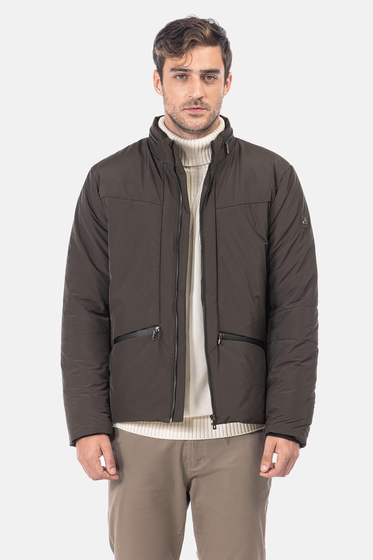 Waterproof Solid Patted Wenge Sweater Jacket - 5