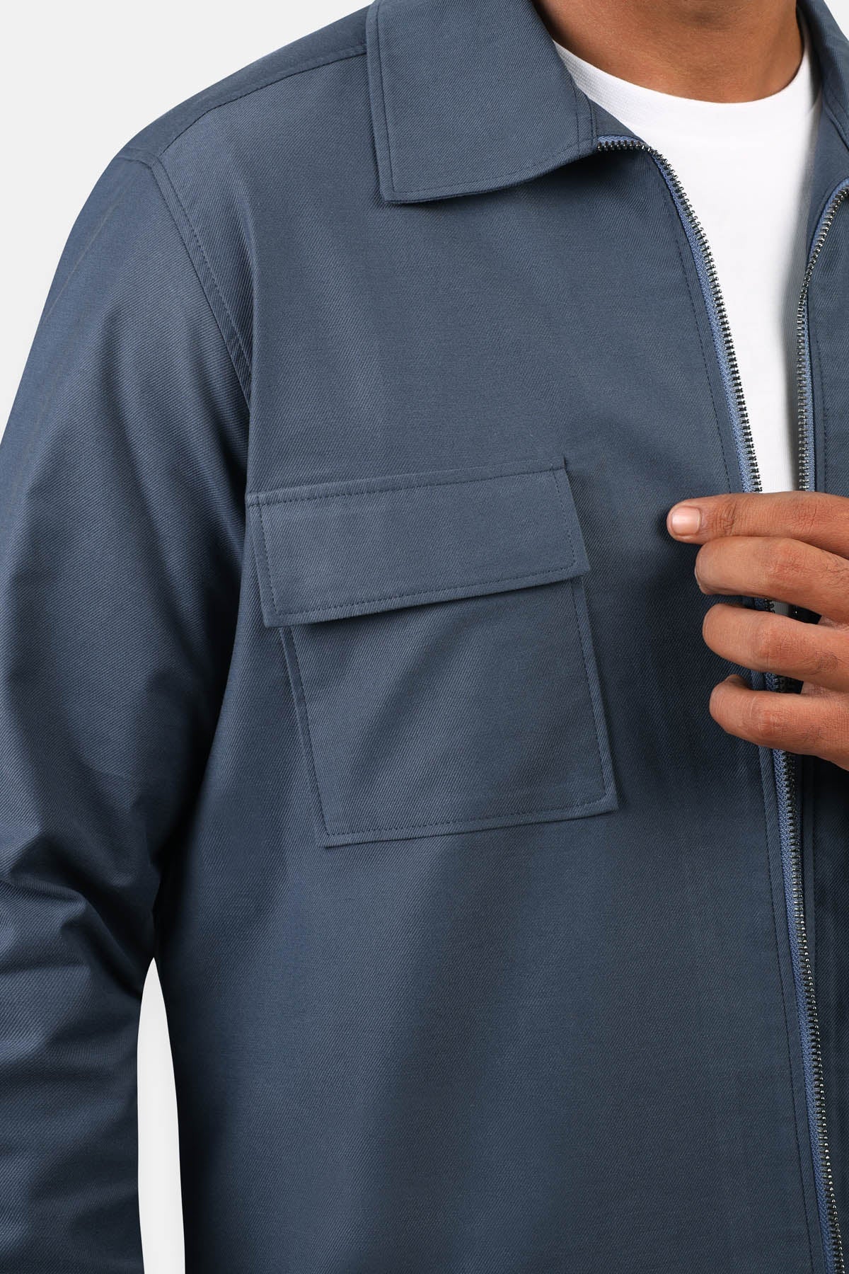 Cayan Blue Zip-Up Over-Shirt - 3