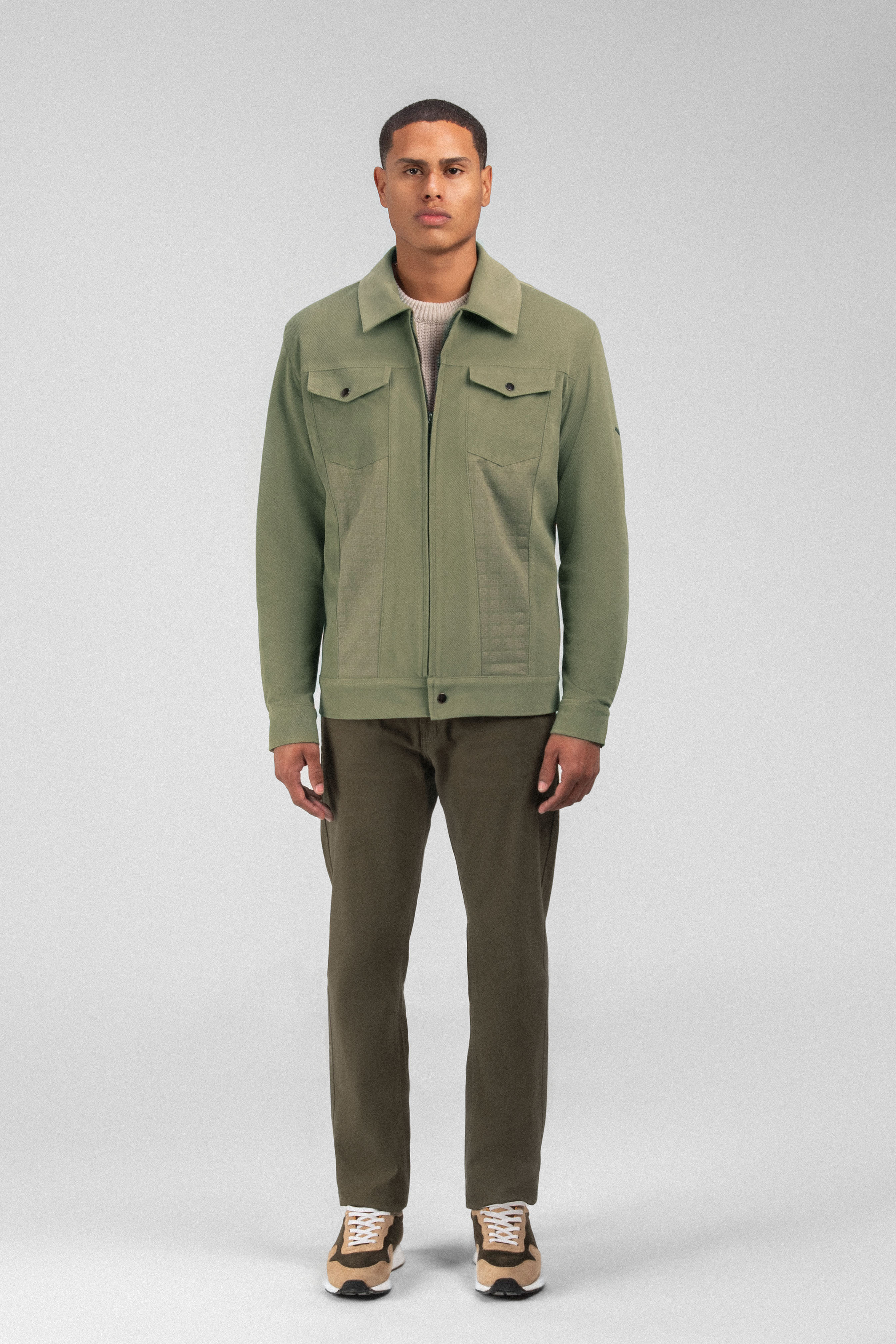 Zip-Up Chamois Green Jacket - 3