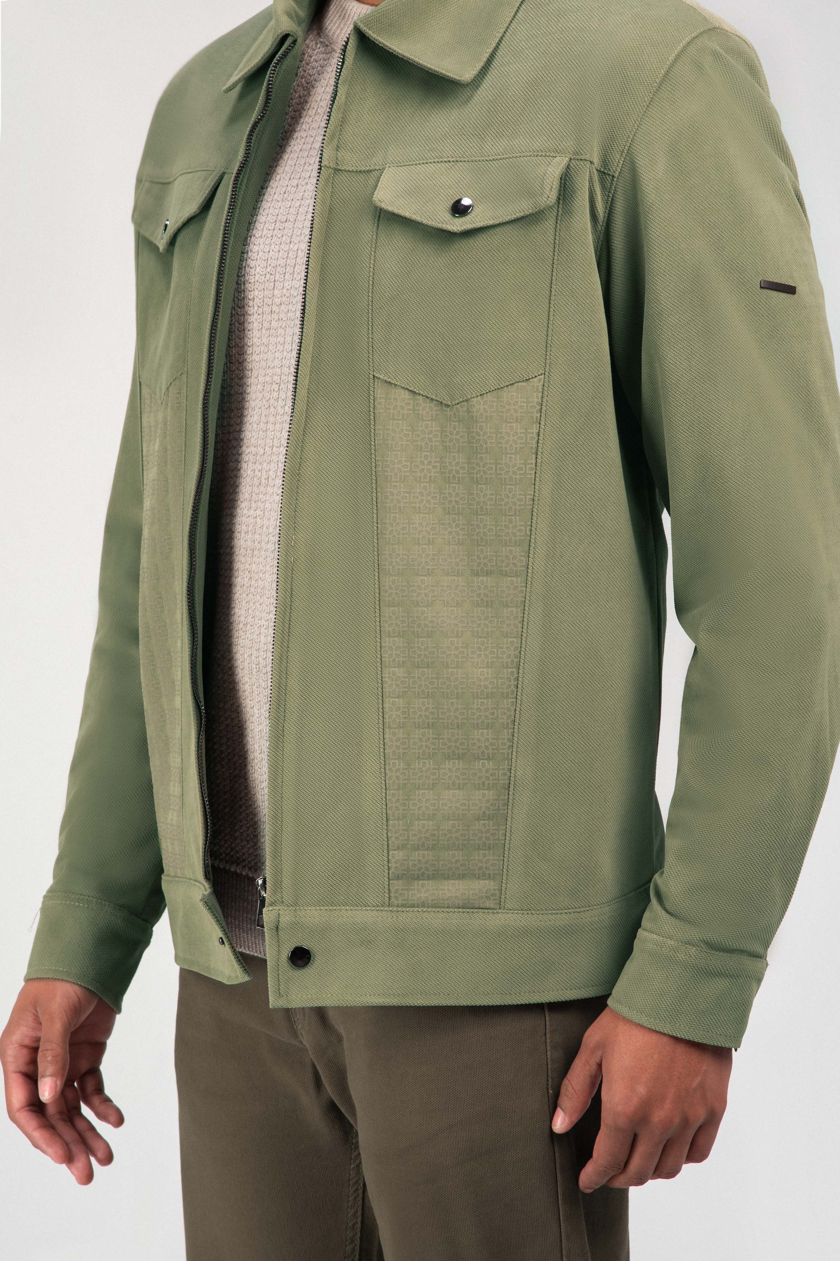 Zip-Up Chamois Green Jacket - 4
