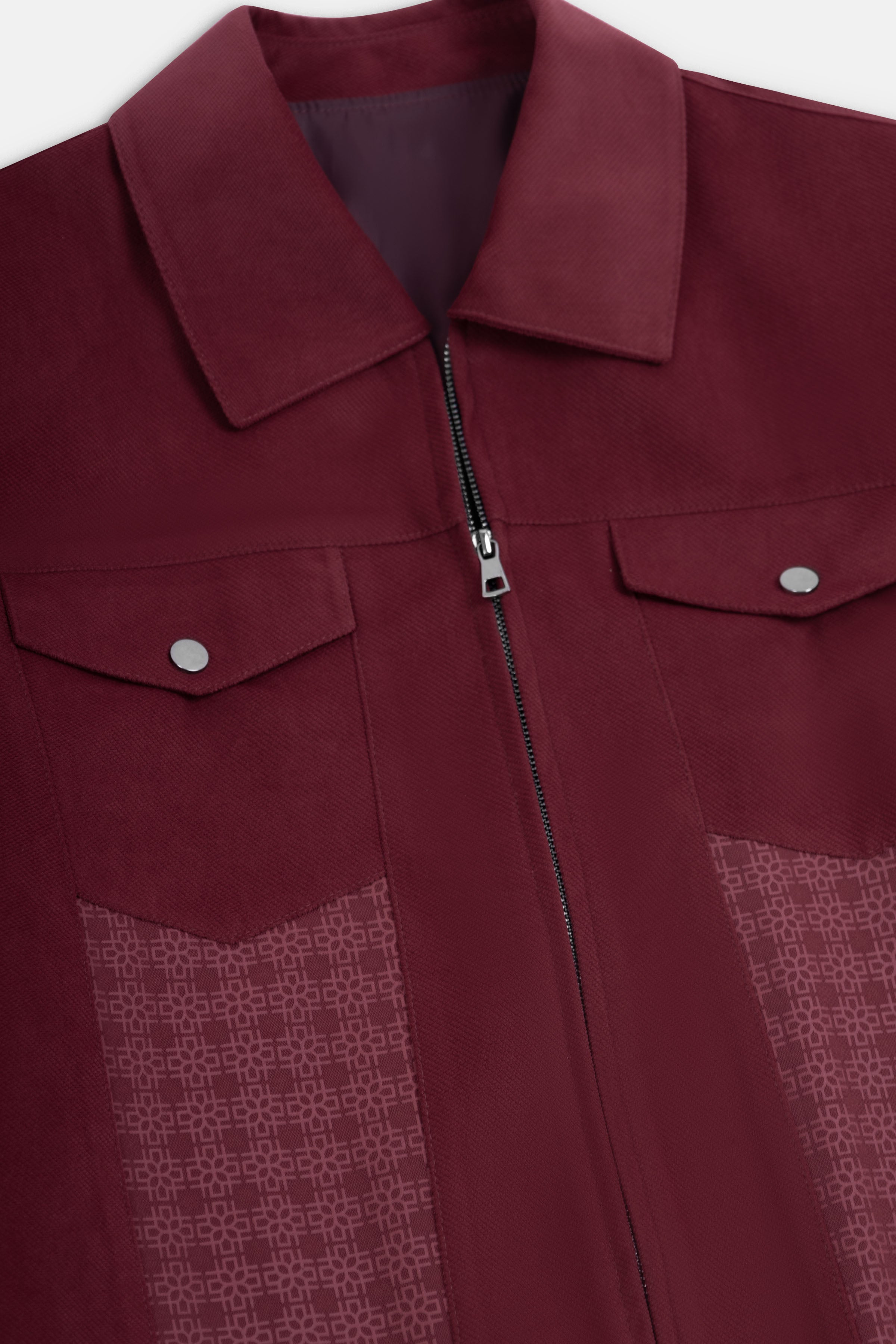 Zip-Up Chamois Burgundy Jacket - 3