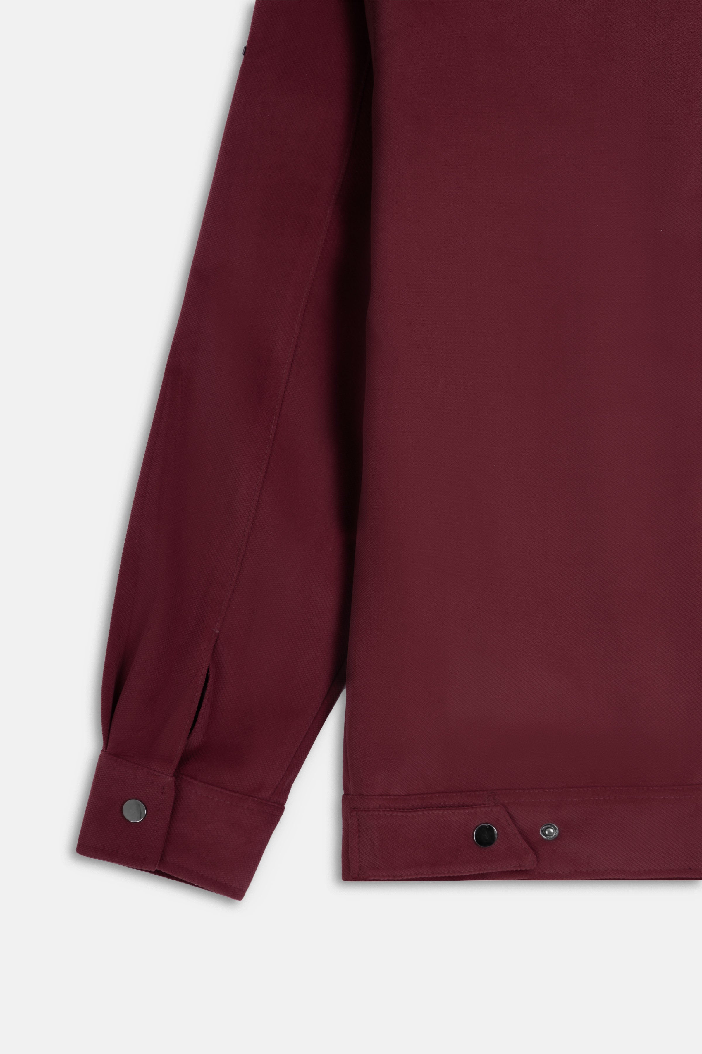 Zip-Up Chamois Burgundy Jacket - 4