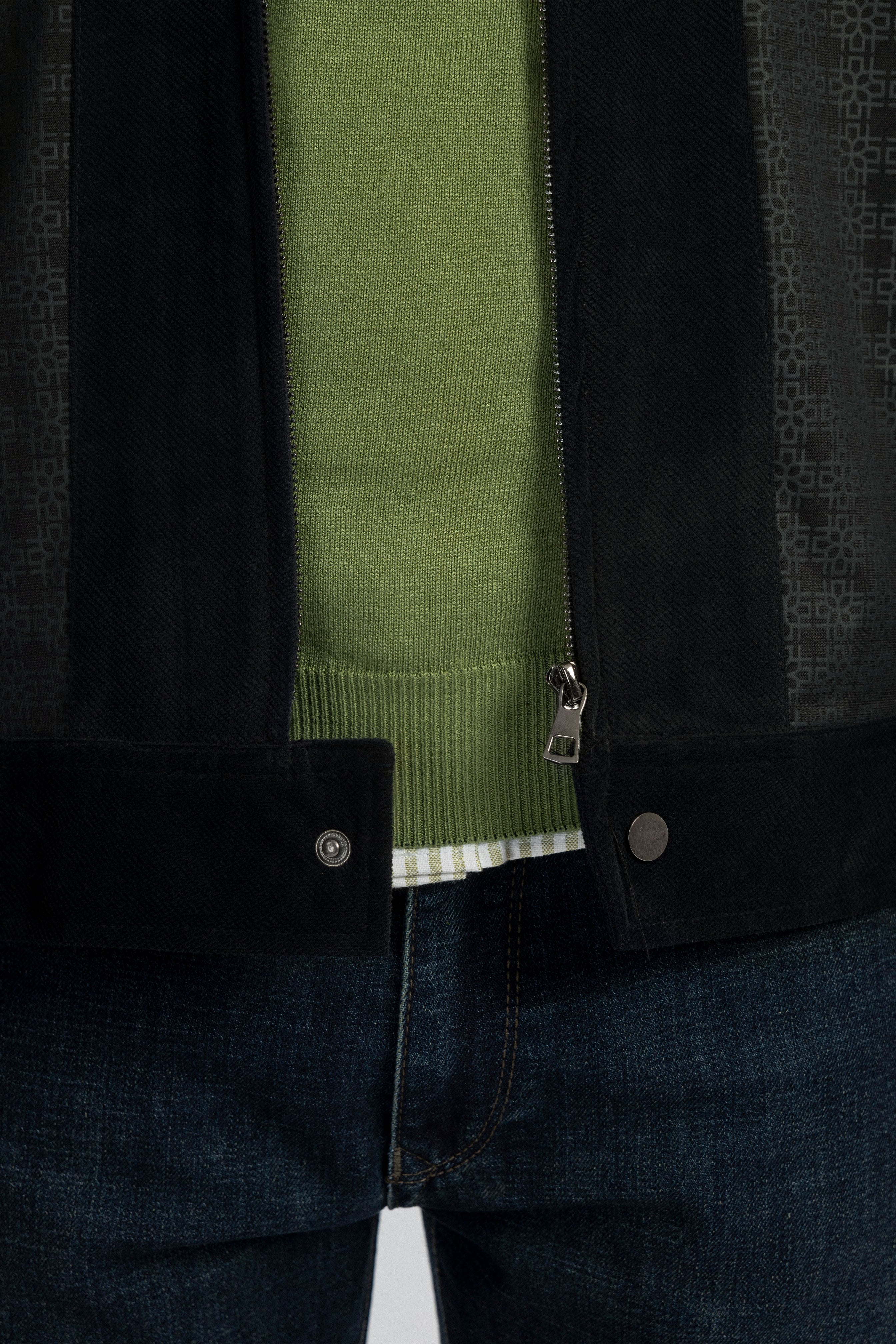 Zip-Up Chamois Black Jacket - 4