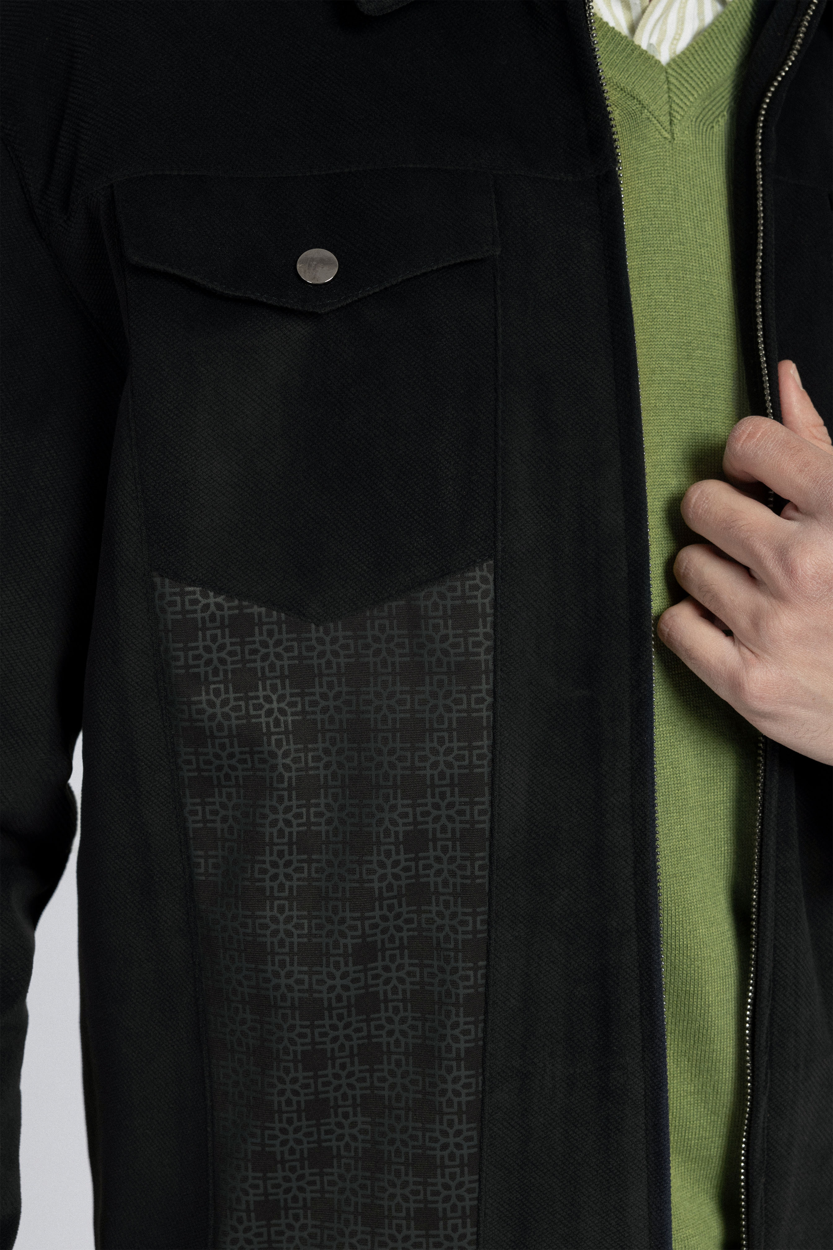 Zip-Up Chamois Black Jacket - 3