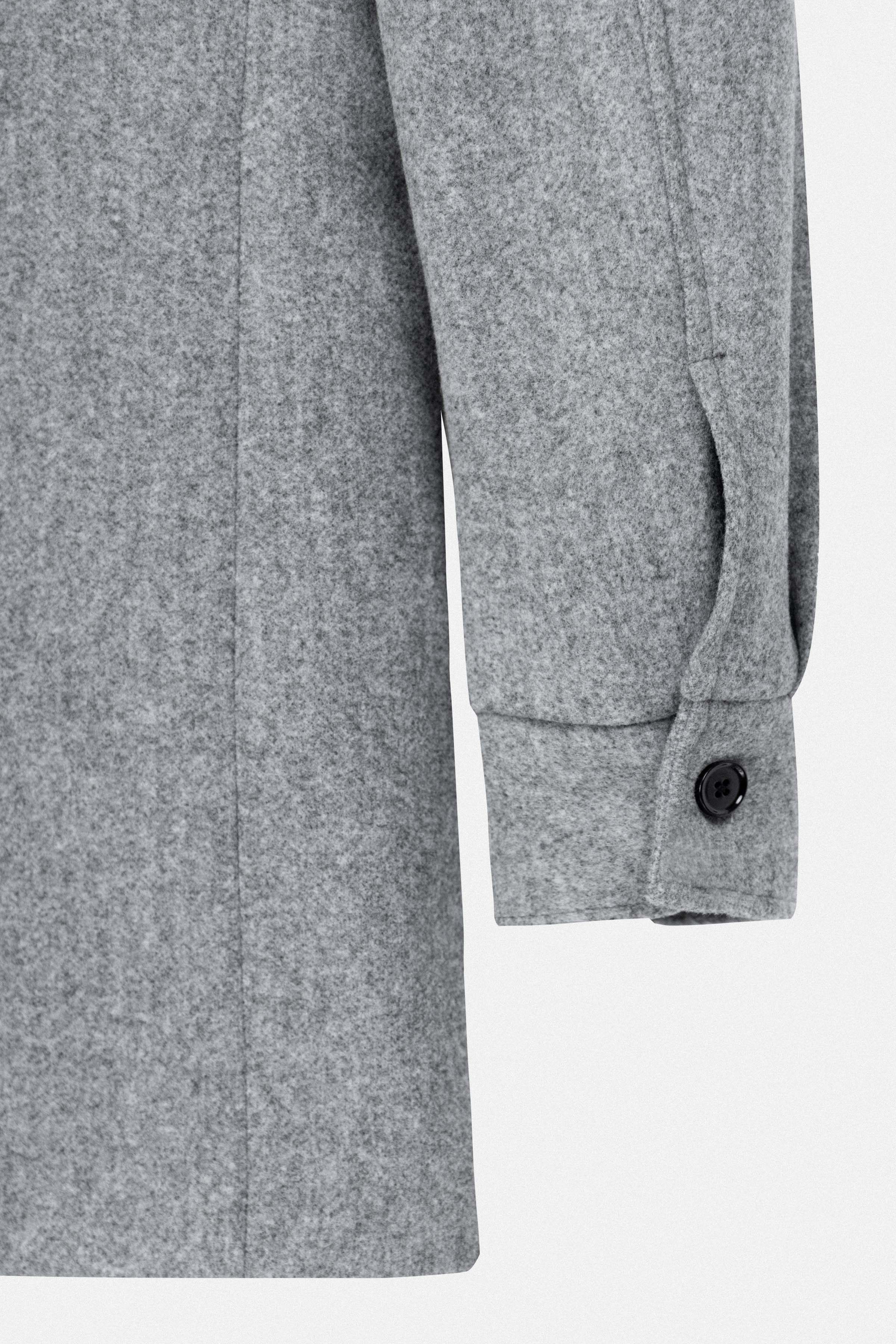 Light Gray Wool Feel Felt Jacket with fur piece