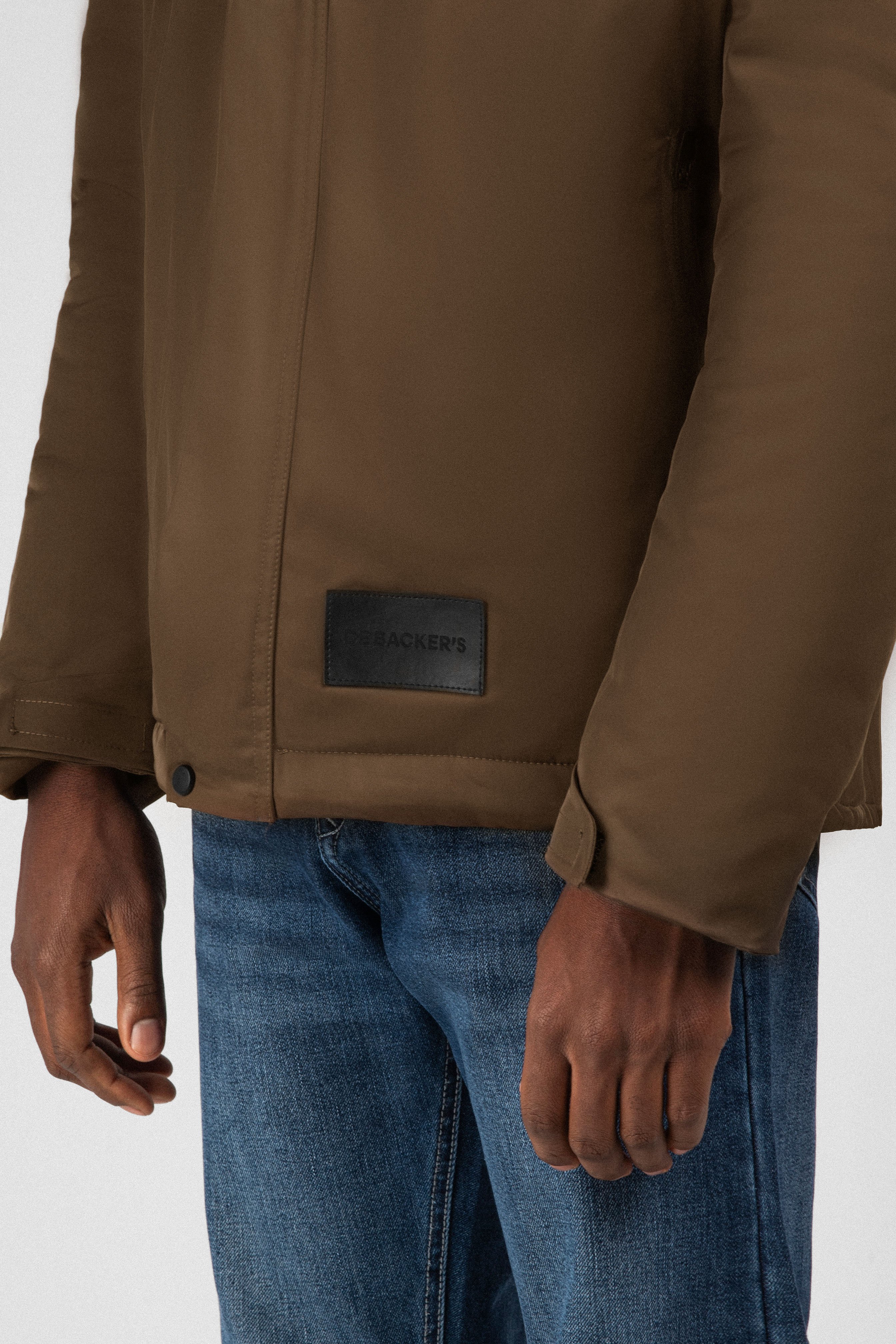 Waterproof Coffee Gabardine Jacket With Hoodie - 4