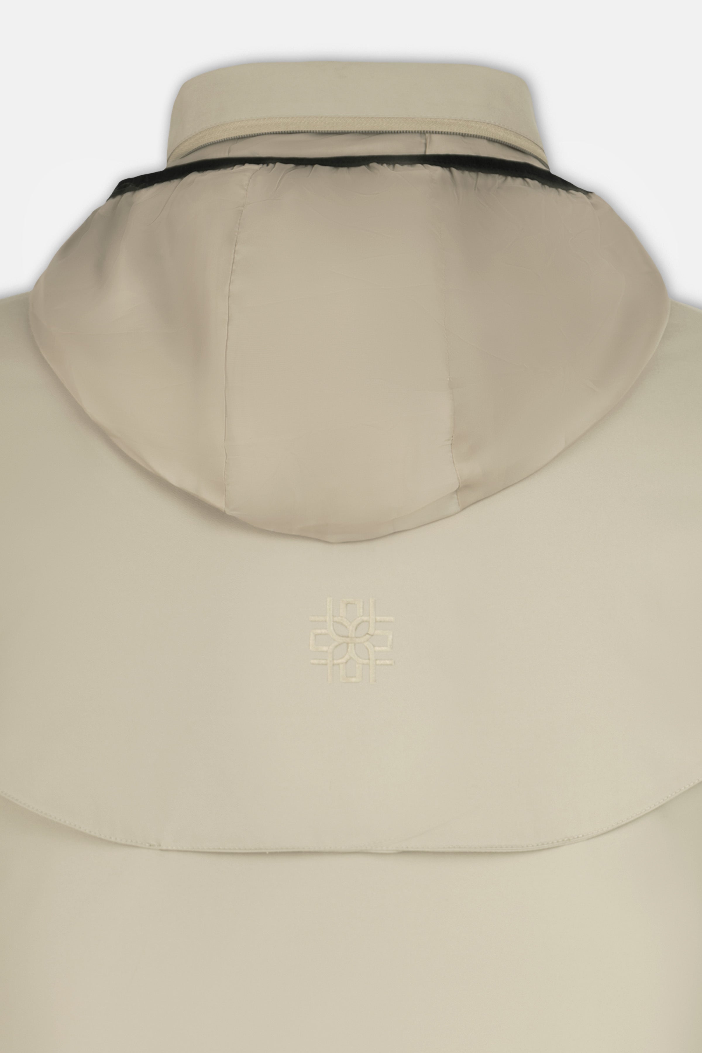 Waterproof Light-Beige Gabardine Jacket With Hoodie - 5