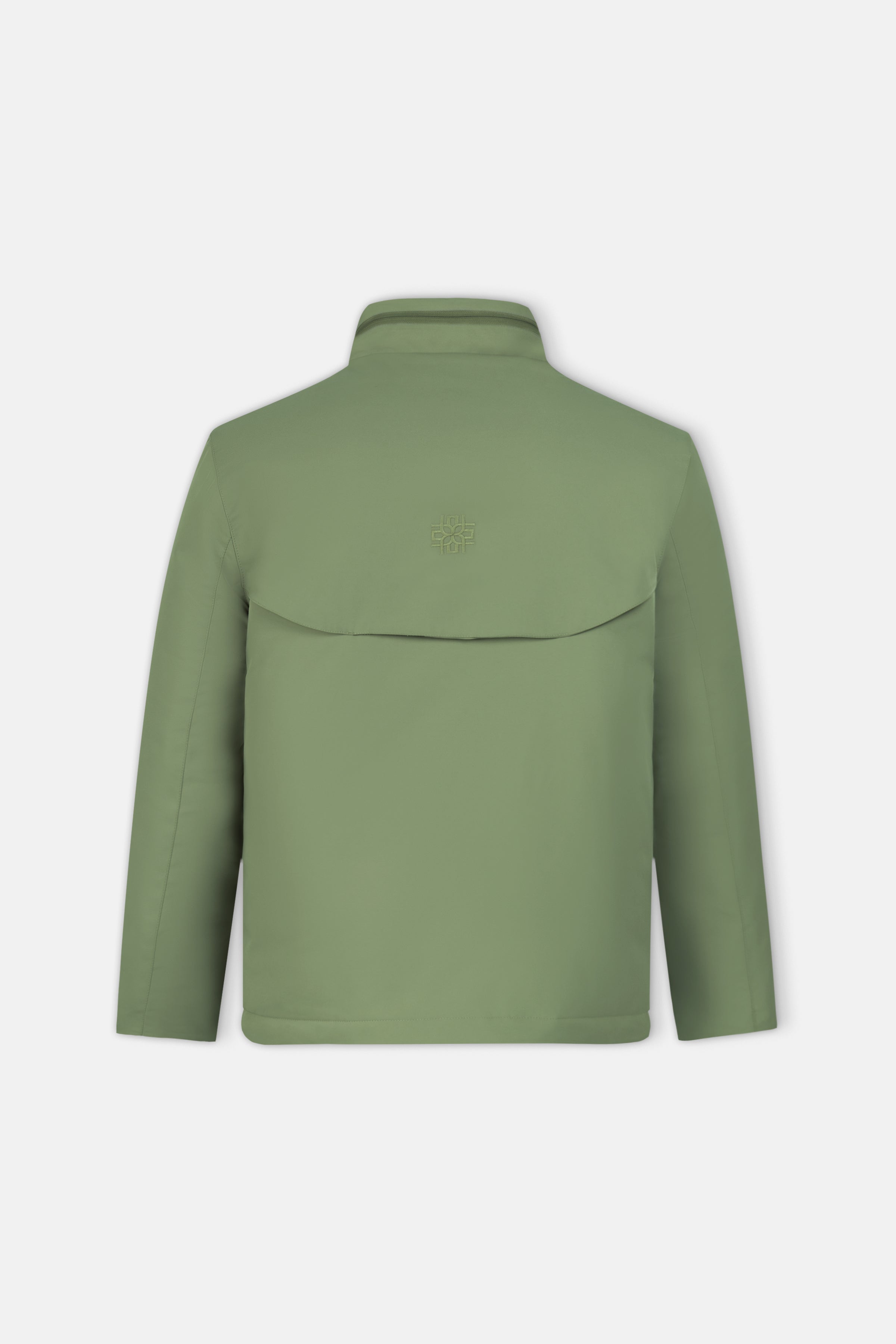 Waterproof Reseda Green Gabardine Jacket With Hoodie