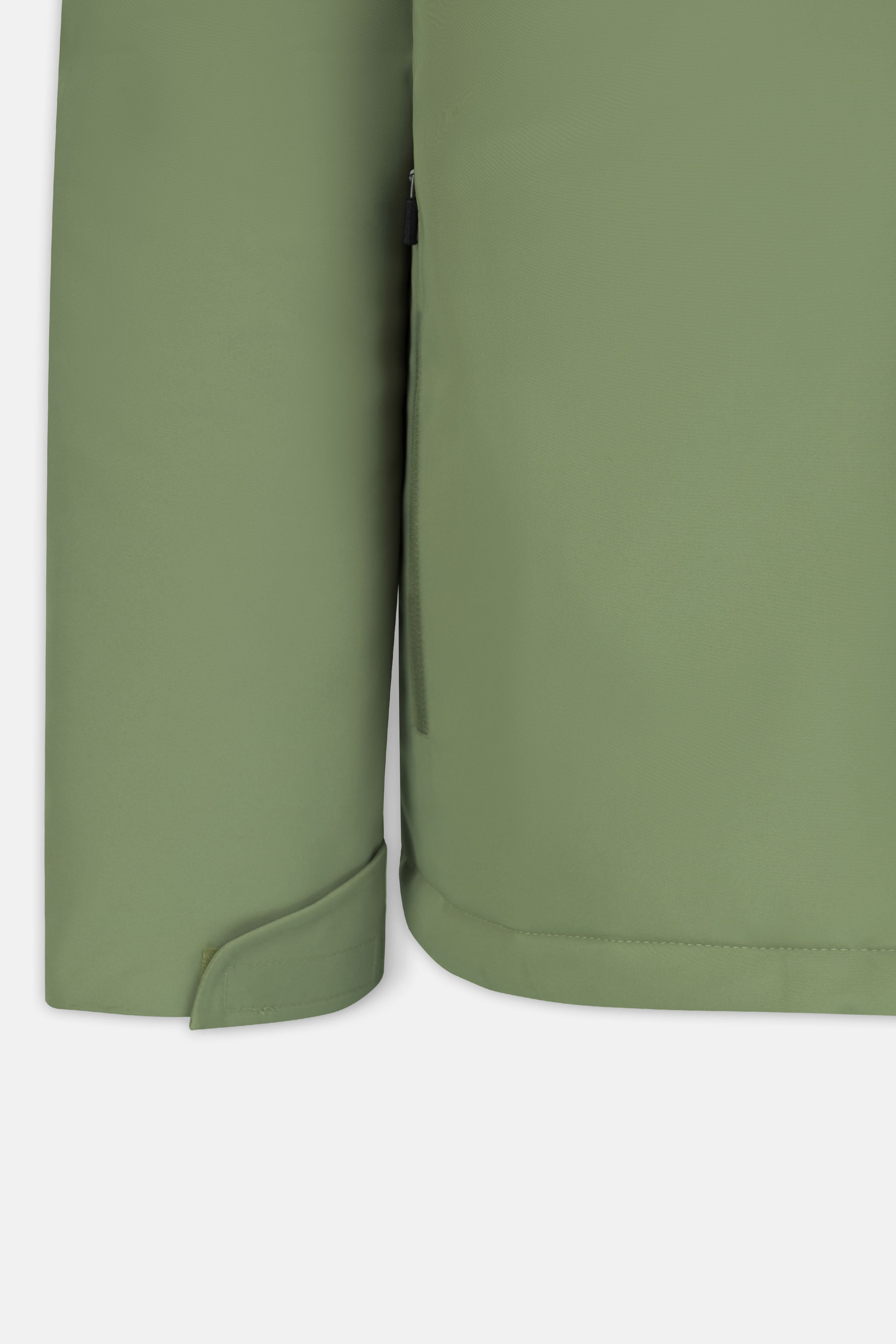Waterproof Reseda Green Gabardine Jacket With Hoodie