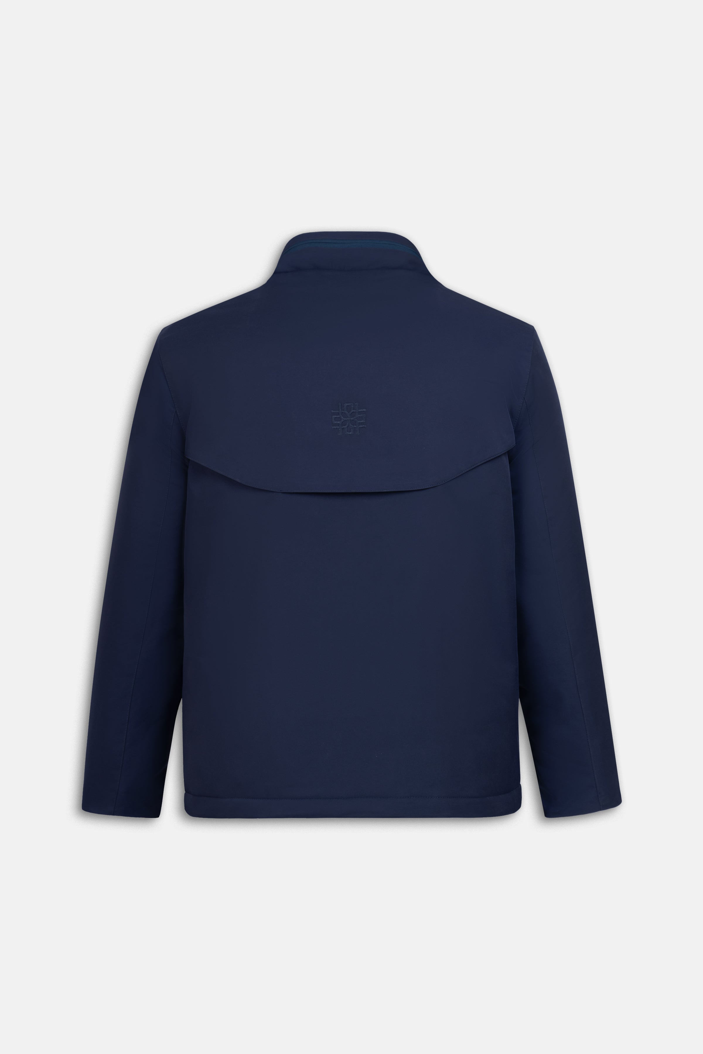 Waterproof Navy Gabardine Jacket With Hoodie