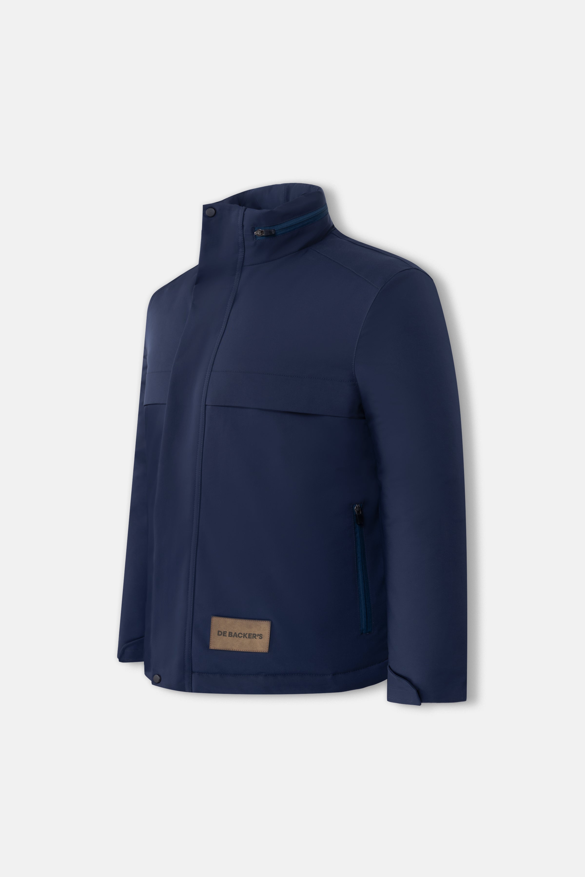 Waterproof Navy Gabardine Jacket With Hoodie