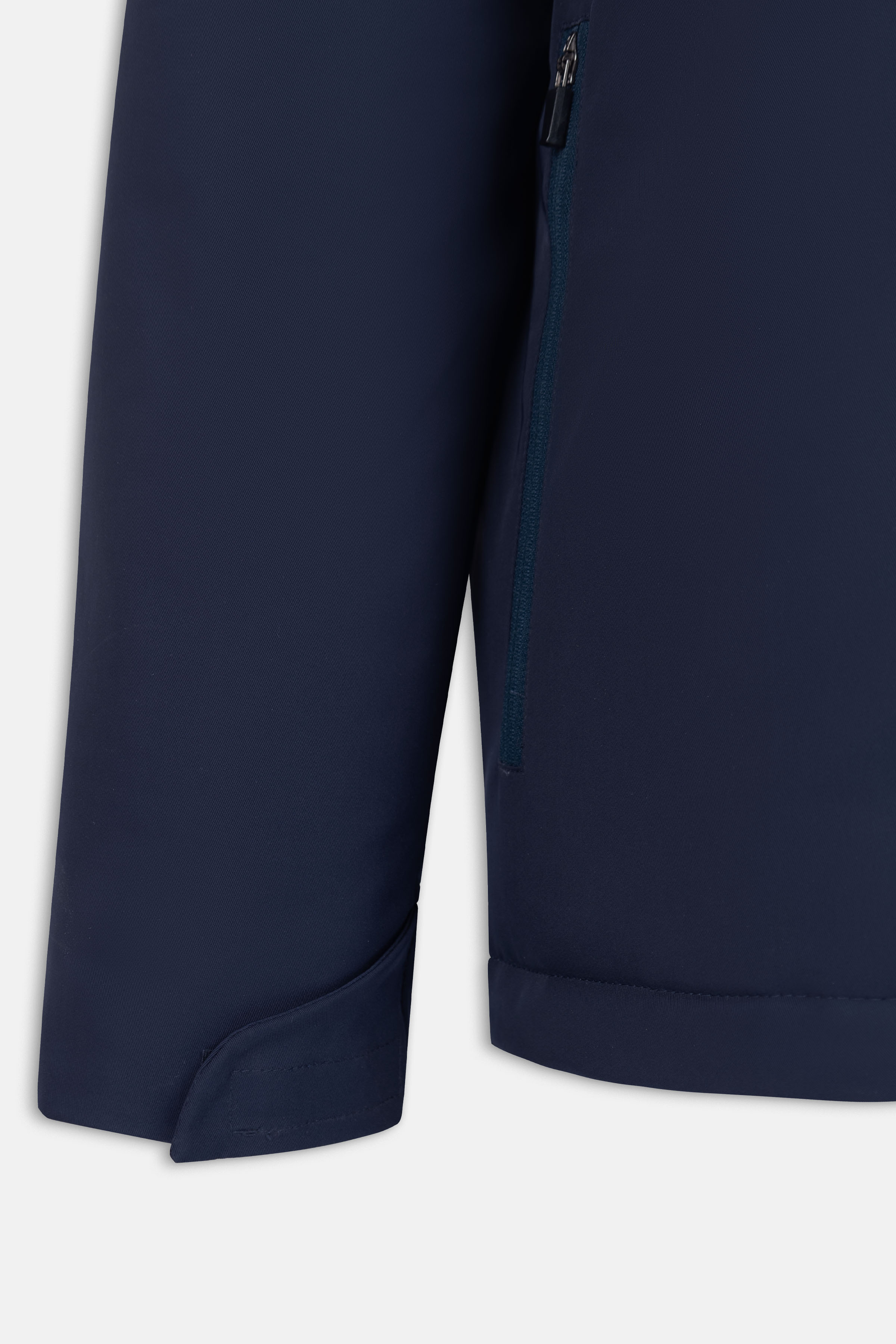 Waterproof Navy Gabardine Jacket With Hoodie