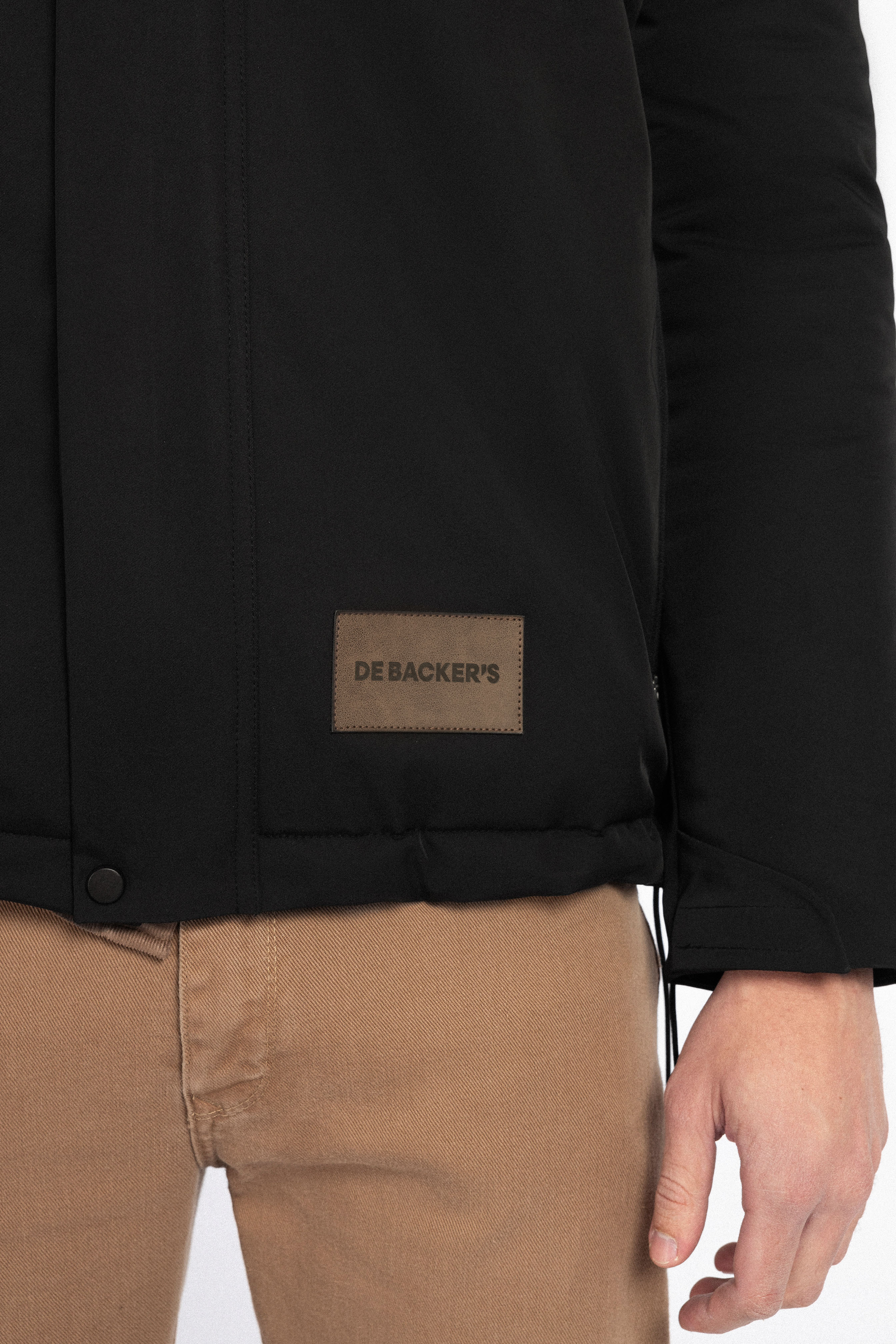 Waterproof Black Gabardine Jacket With Hoodie - 4